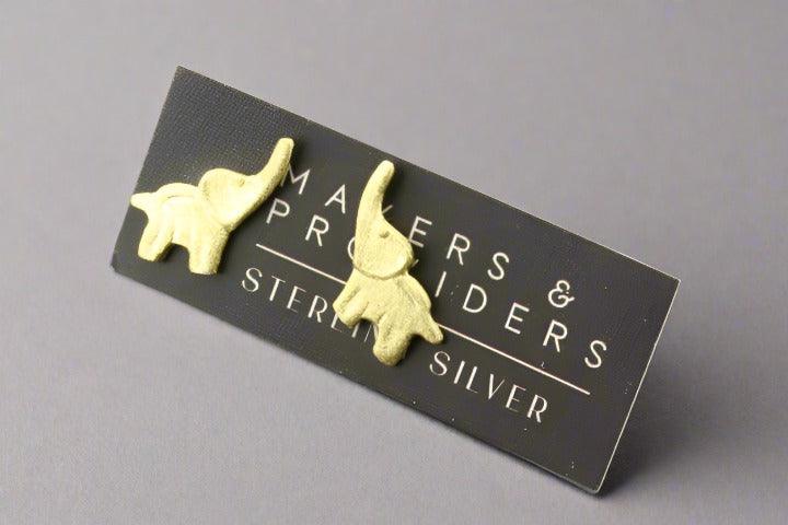Lucky Elephant Stud Earrings - Gold Over Silver Hoop Earrings for Women - Perfect for Everyday Wear, Parties & Gifts