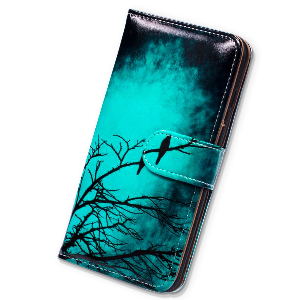 Premium Black Bird Green Leather Flip Wallet Case with Card Slots & Kickstand for Samsung Galaxy Note 10 Plus/Note 10+ - Stylish Protection for Work & Travel