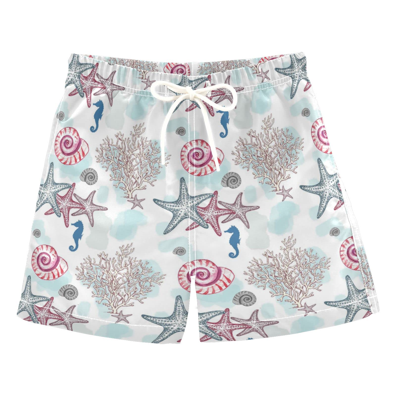 AMICHIC Boys' Swim Trunks with Seahorse Design - Quick Dry Swim Board Shorts for Toddler to Teens (2T-8) - Perfect for Beach, Pool, and Summer Water Activities