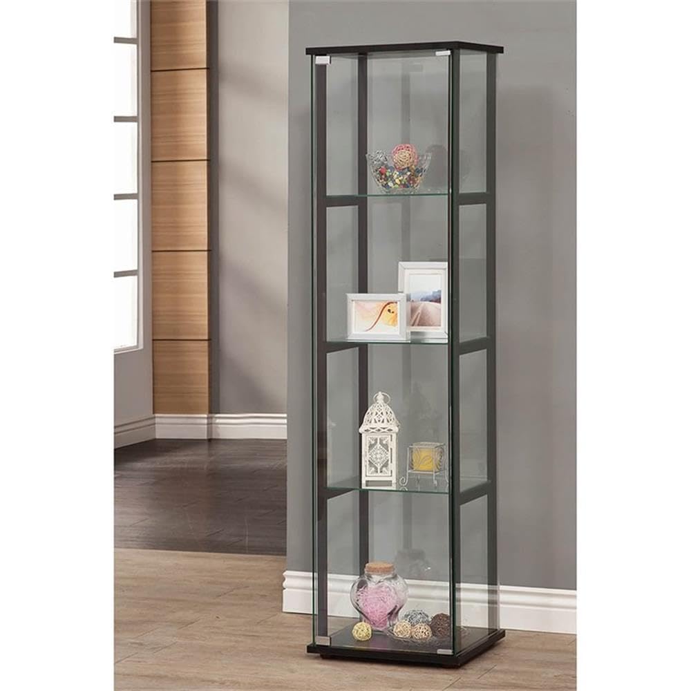 Home Square 2-Piece Glass Curio Cabinet Set - 4 Shelf & 5 Shelf Display Case in Black | Perfect for Living Room Decor, Collectibles Showcase, and Antique Display