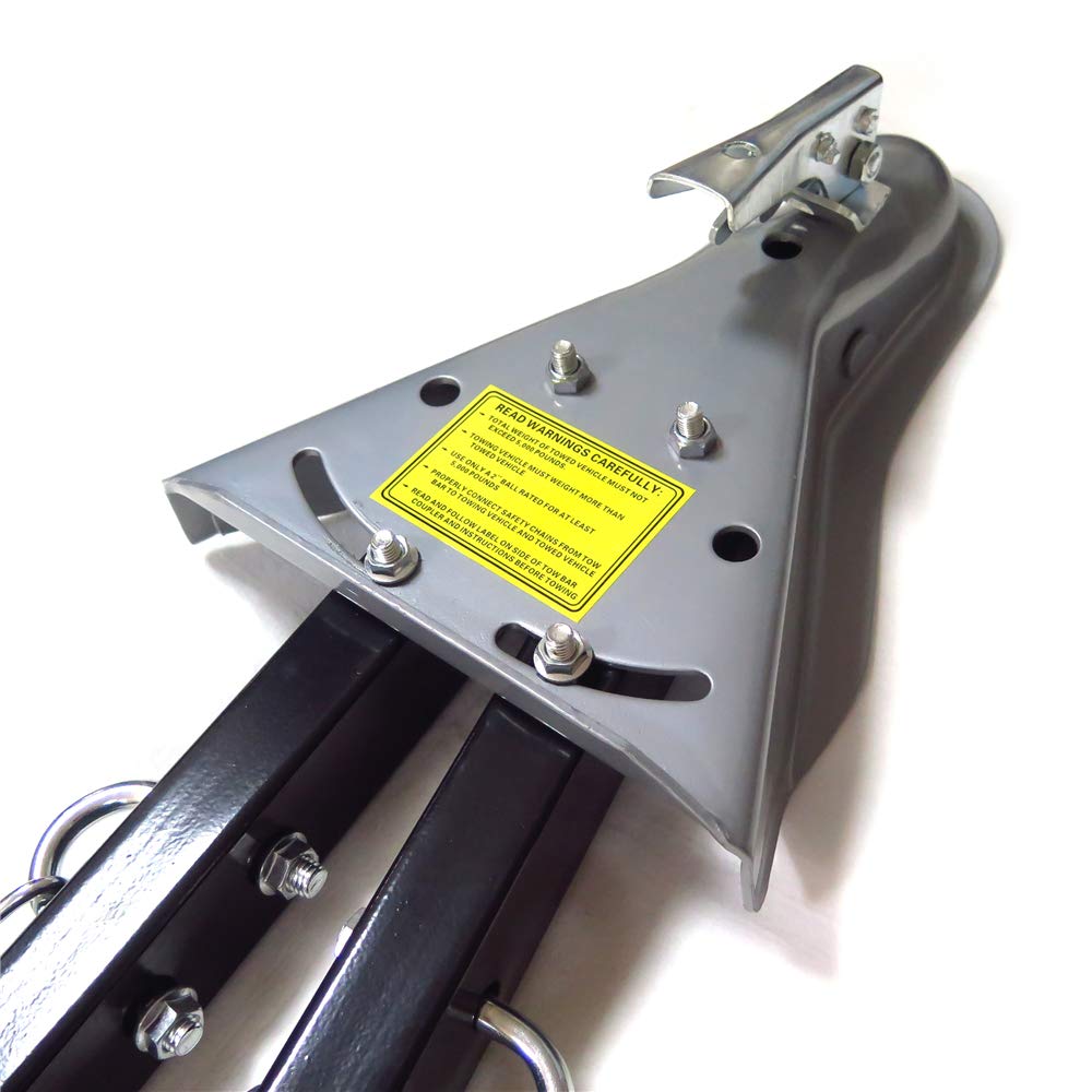 XKMT Black Adjustable Tow Towing Bar Bumper Mount 5000lb Capacity with Chains - Compatible with Jeep, RV, Car & Truck Systems - Perfect for Off-Roading, Towing Trailers & Vehicle Recovery