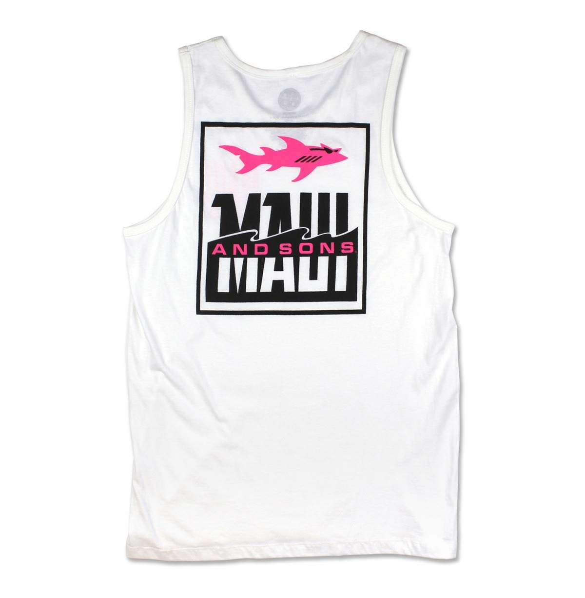Maui & Sons Men's Fish Out of Water Graphic Tank Top - White, Large - Casual Summer Beachwear & Surfing Shirt