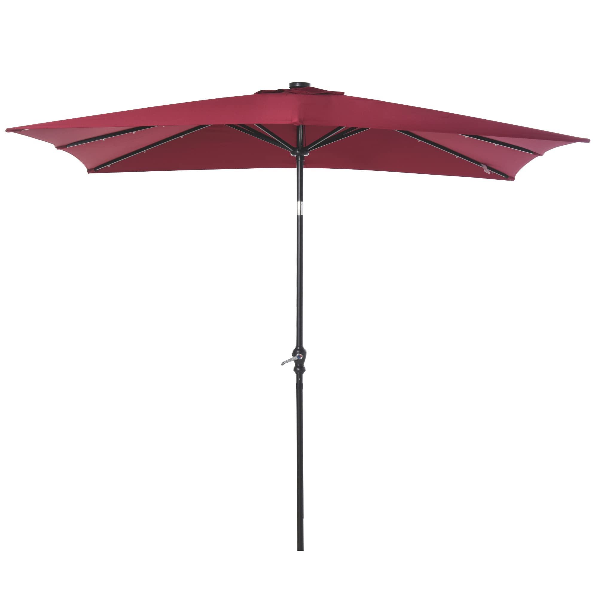 Outsunny 9' x 7' Solar LED Patio Umbrella with Tilt & Crank - Waterproof Outdoor Market Umbrella for Garden, Deck, Backyard, Pool & Beach - Perfect for Dining, Lounging and Outdoor Entertaining