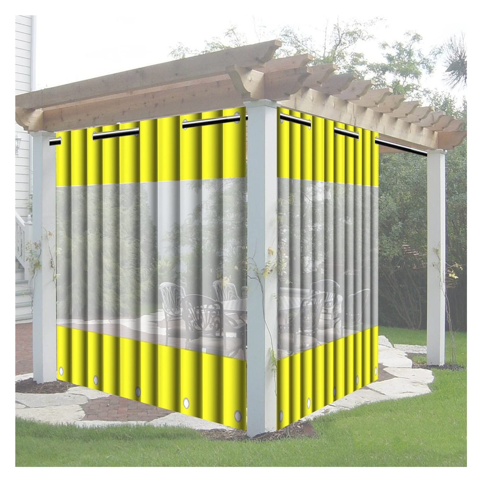 Waterproof Soft Glass Pergola Cover - Foldable & Retractable 8x3m (26.2x9.8ft) Sun Rain Protection for Outdoor Pergolas - Easy Installation for Camping, Gardening & Backyard Relaxation (Yellow)