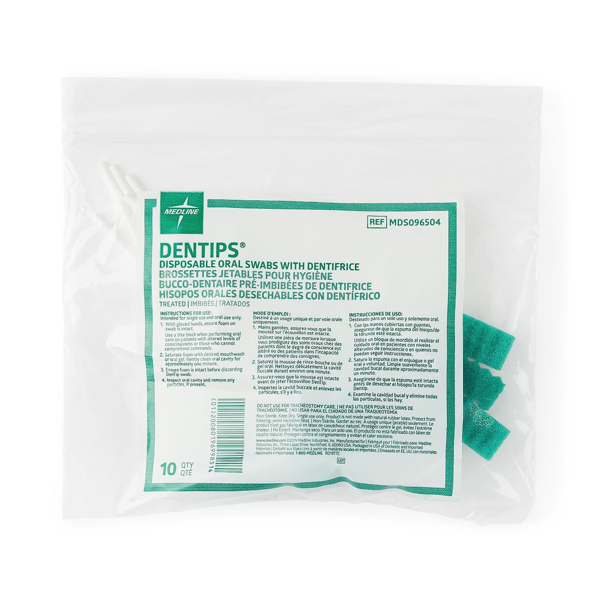 Dentips Disposable Oral Swabs - 100pcs Sterile Cotton Swabs for Oral Care, Hygiene & Medical Use - Perfect for Nursing Homes, Hospitals & Home Care