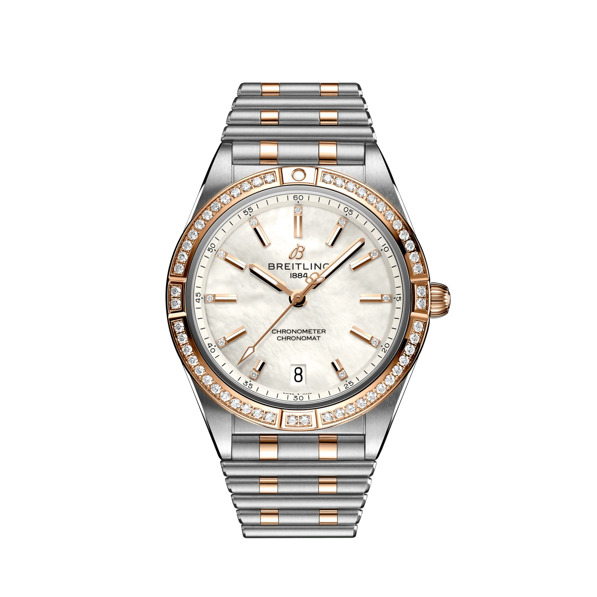 Breitling Chronomat Automatic 36 18k Red Gold & Stainless Steel Diamond Men's Watch - Luxury Swiss Timepiece for Business, Gifting & Special Occasions