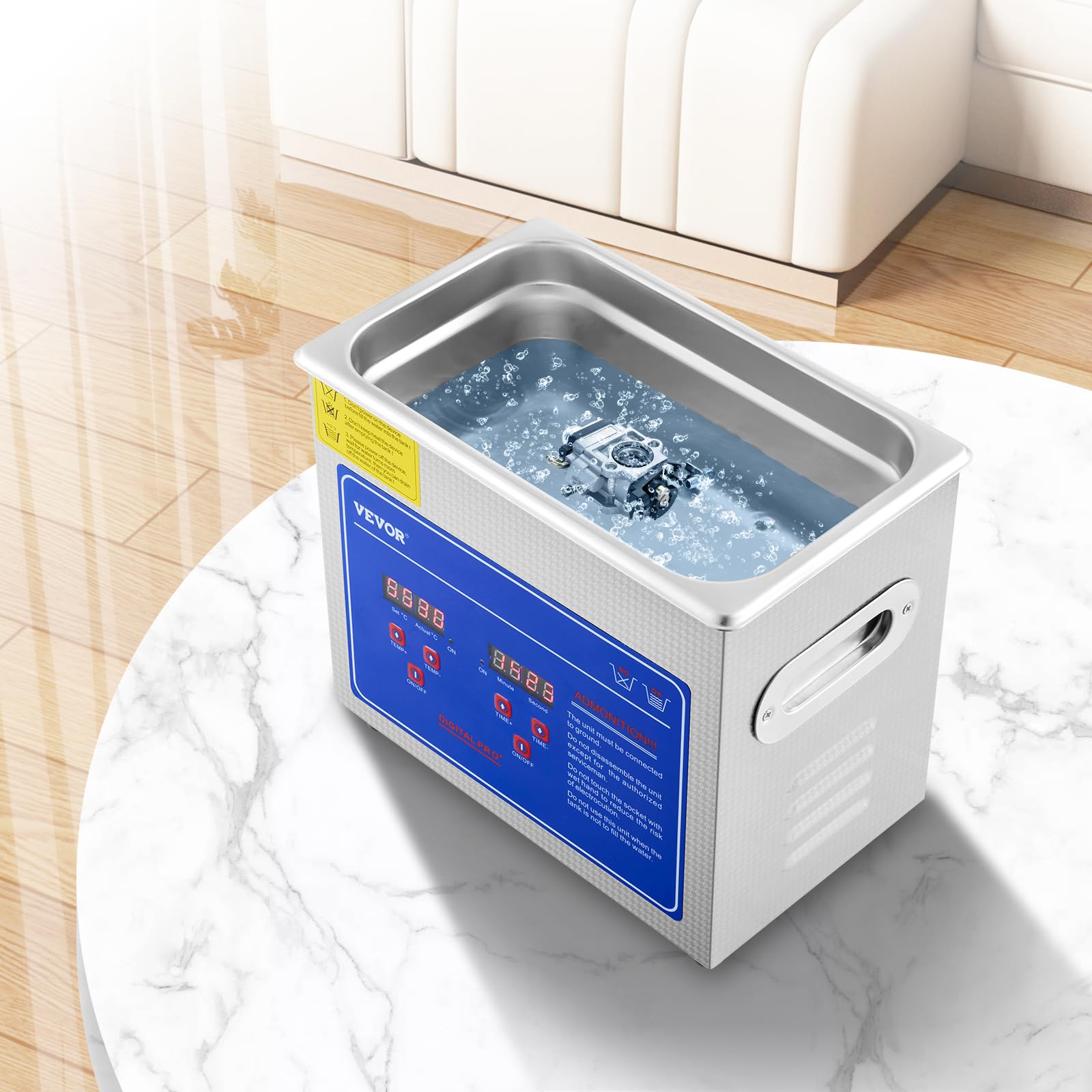 VEVOR 3L Professional Ultrasonic Cleaner with Digital Timer & Heater - Stainless Steel Industrial Cleaning Machine for Jewelry, Glasses, Watches, Dental & Electronic Parts - 110V, FCC/CE/RoHS Certified - Perfect for Home, Lab & Workshop Use