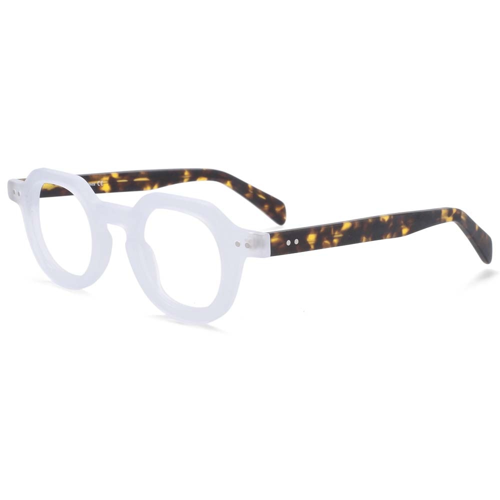 CCspace Unisex Full Rim Round Acetate Frame Eyeglasses 49875 - Lightweight & Durable Glasses for Men & Women - Perfect for Reading, Working, and Everyday Fashion