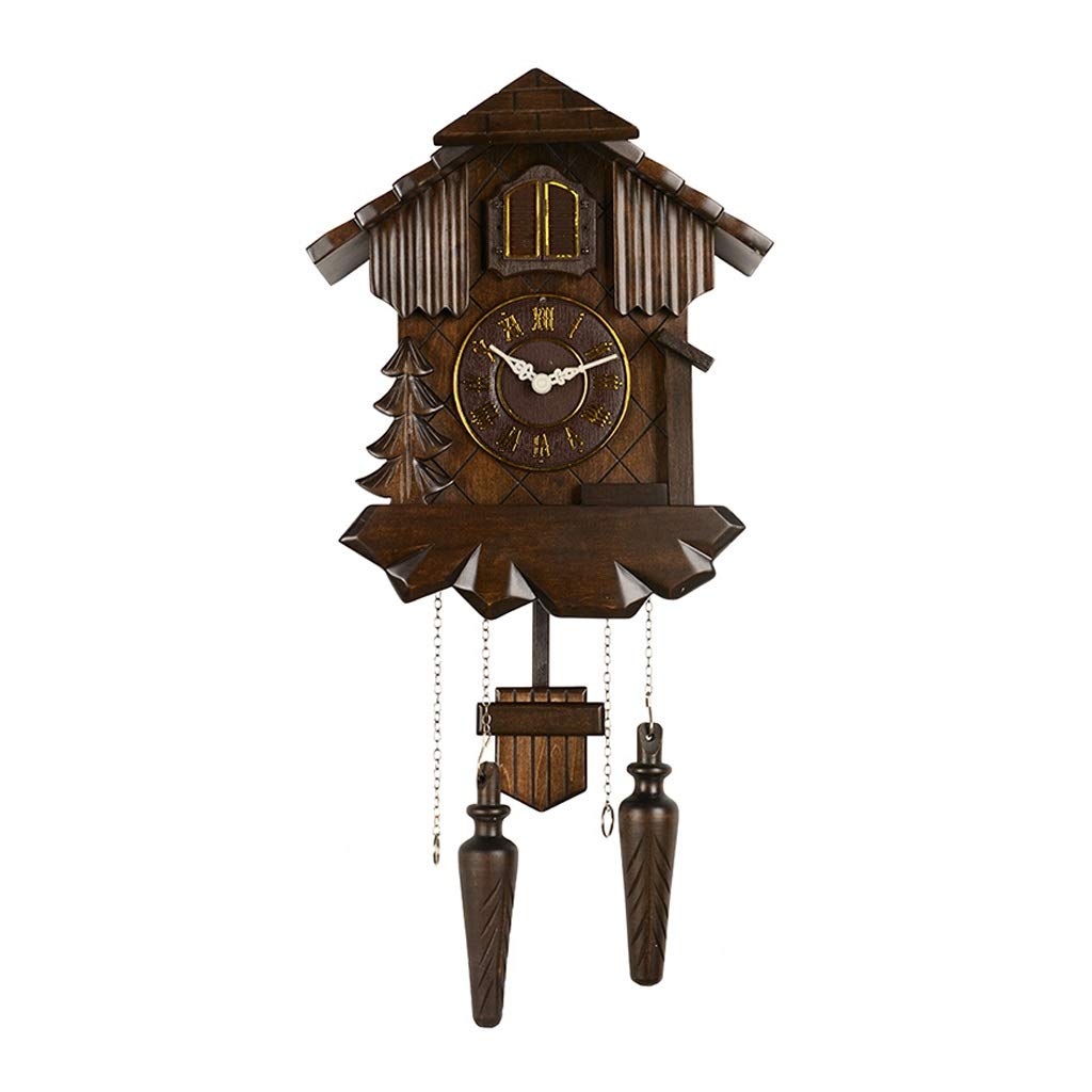 Handmade Wooden Cuckoo Clock with Adjustable Sound - Brown Wall Clock for Home, Office & Cabin Decor | Vintage Style & Silent Mode Option