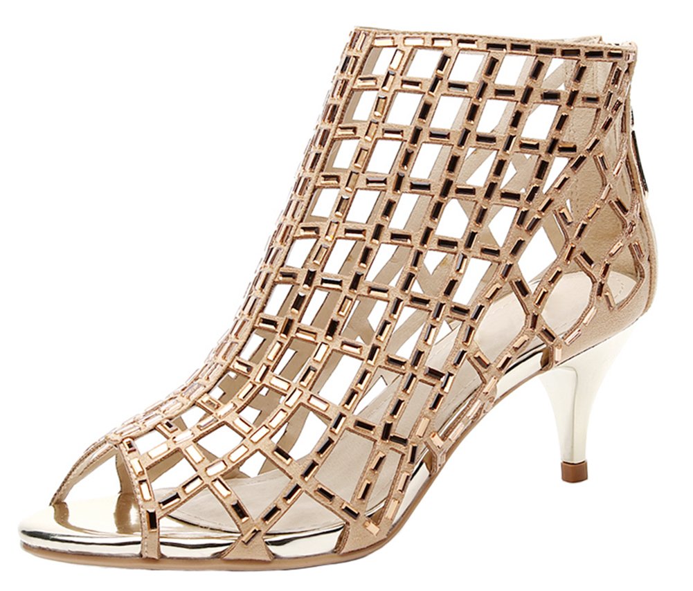 Jiandick Women's Rhinestone Ankle Boots - Prom Heeled Sandals for Evening Dress, Stiletto High Heel Party Shoes for Women - Perfect for Weddings, Dances & Special Occasions