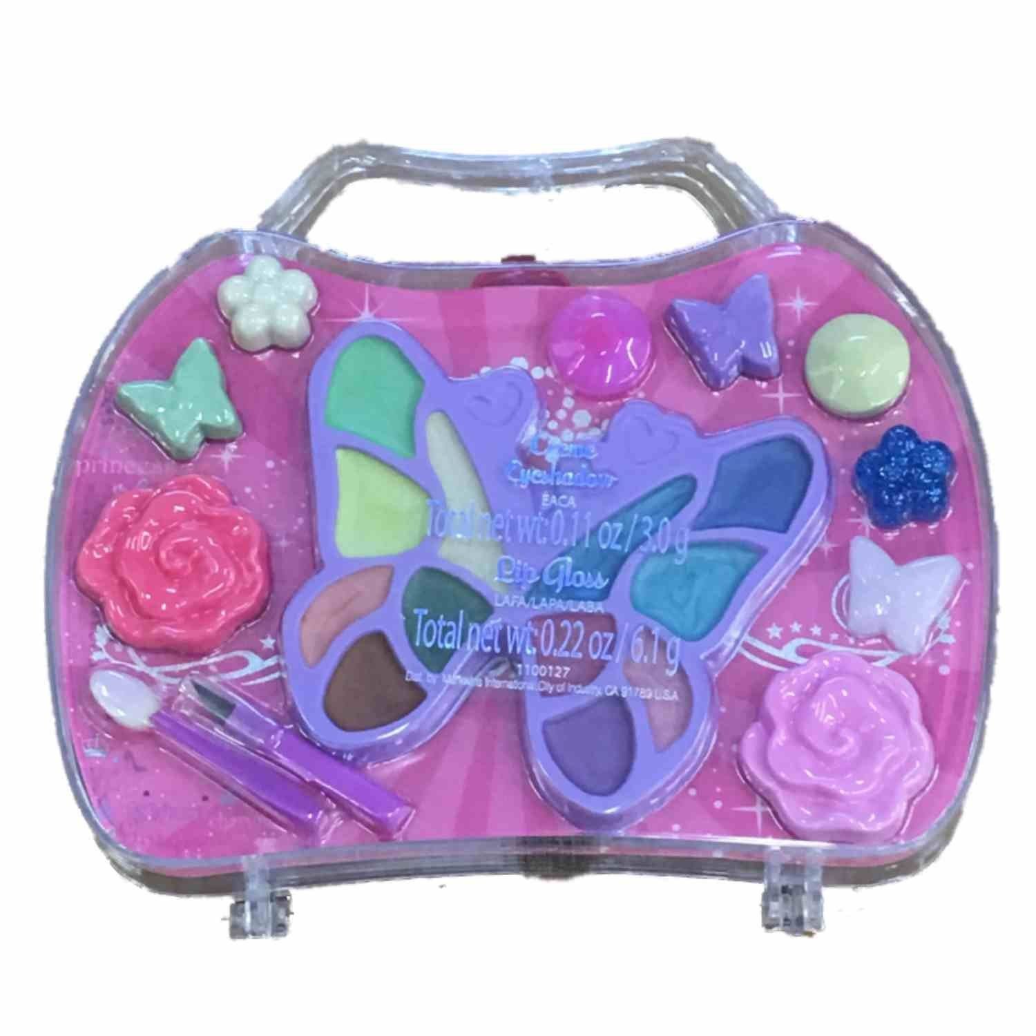 Butterfly Princess Kids Makeup Set - Lip Gloss & Eyeshadow Kit for Girls | Pretend Play, Birthday Gift, Dress Up Party, Halloween Costume Accessories