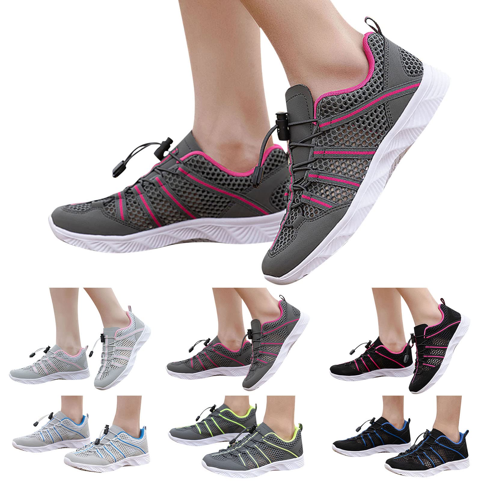 White Women's Platform Sneakers - Comfortable Athletic Running Shoes for Gym, Hiking & Casual Wear | Spring Training Shoes with Slip-On Design for Sports & Leisure Activities