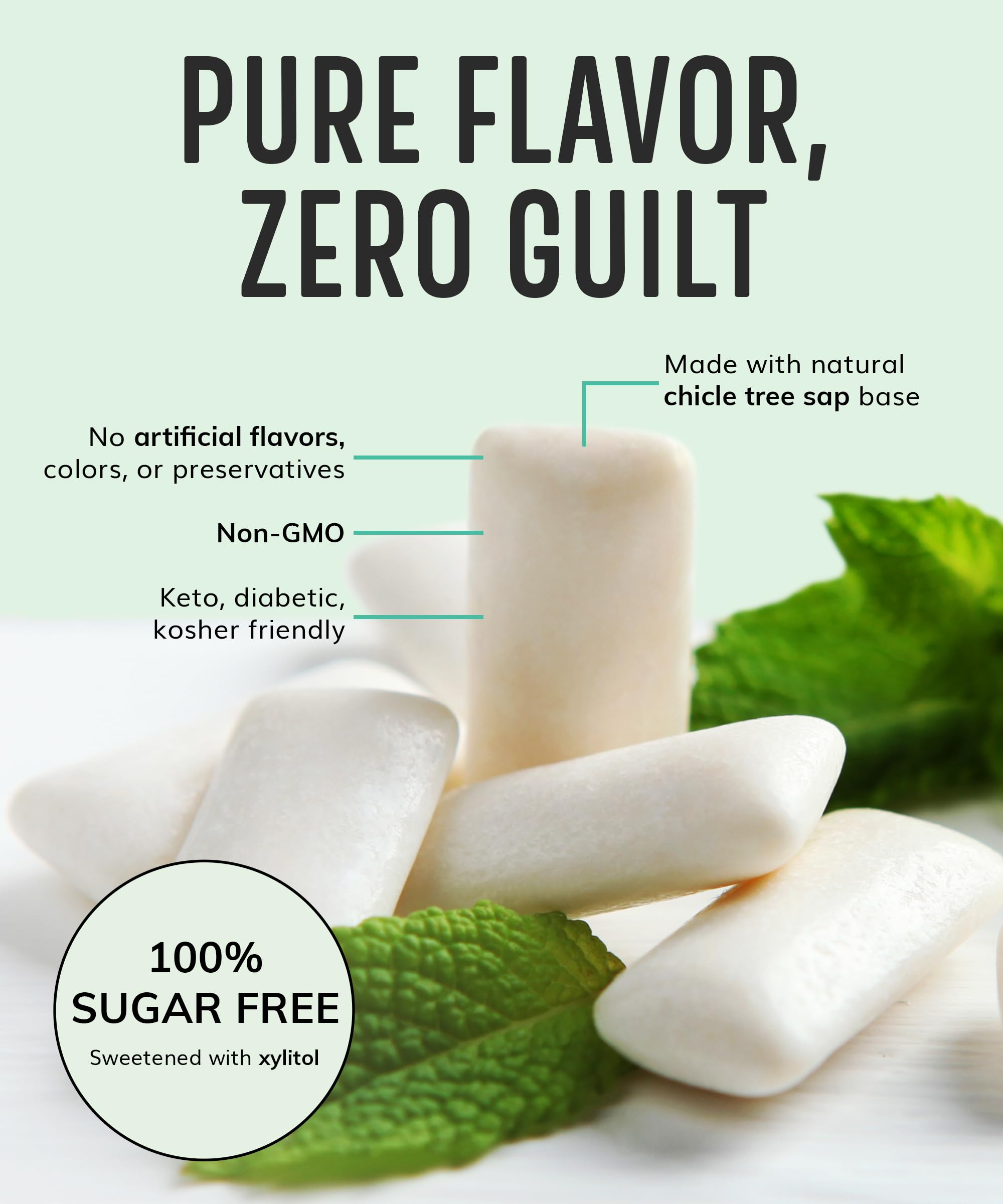 Sugar Free Natural Chewing Gum (84 Pcs) - Xylitol Gum with Stevia - Aspartame Free - Vegan, Gluten Free, Keto Friendly - Mixed Berry Flavor - Perfect for Freshening Breath, Oral Care & On-the-Go Snacking