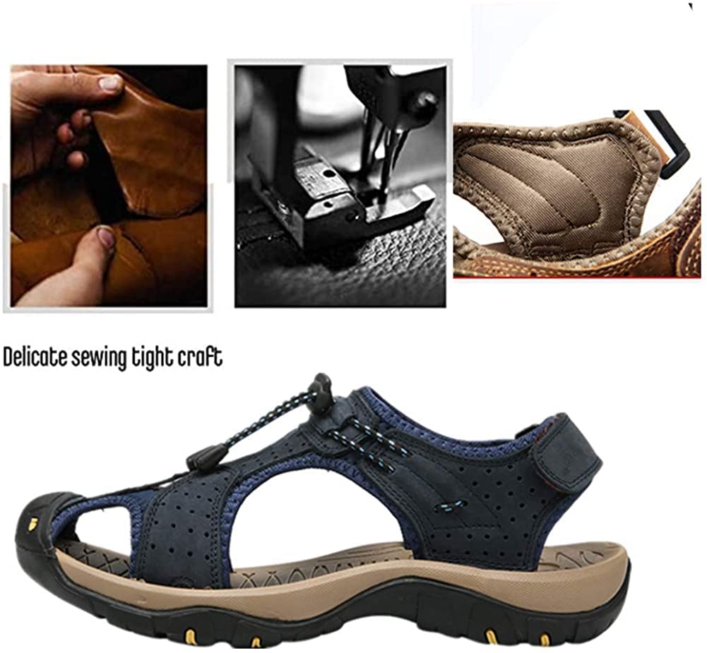 Asifn Men's Outdoor Hiking Leather Sandals - Waterproof Closed Toe Sport Slides for Walking, Fishing, Climbing & Summer Activities | Perfect for Beach, Pool, Camping & Water Sports