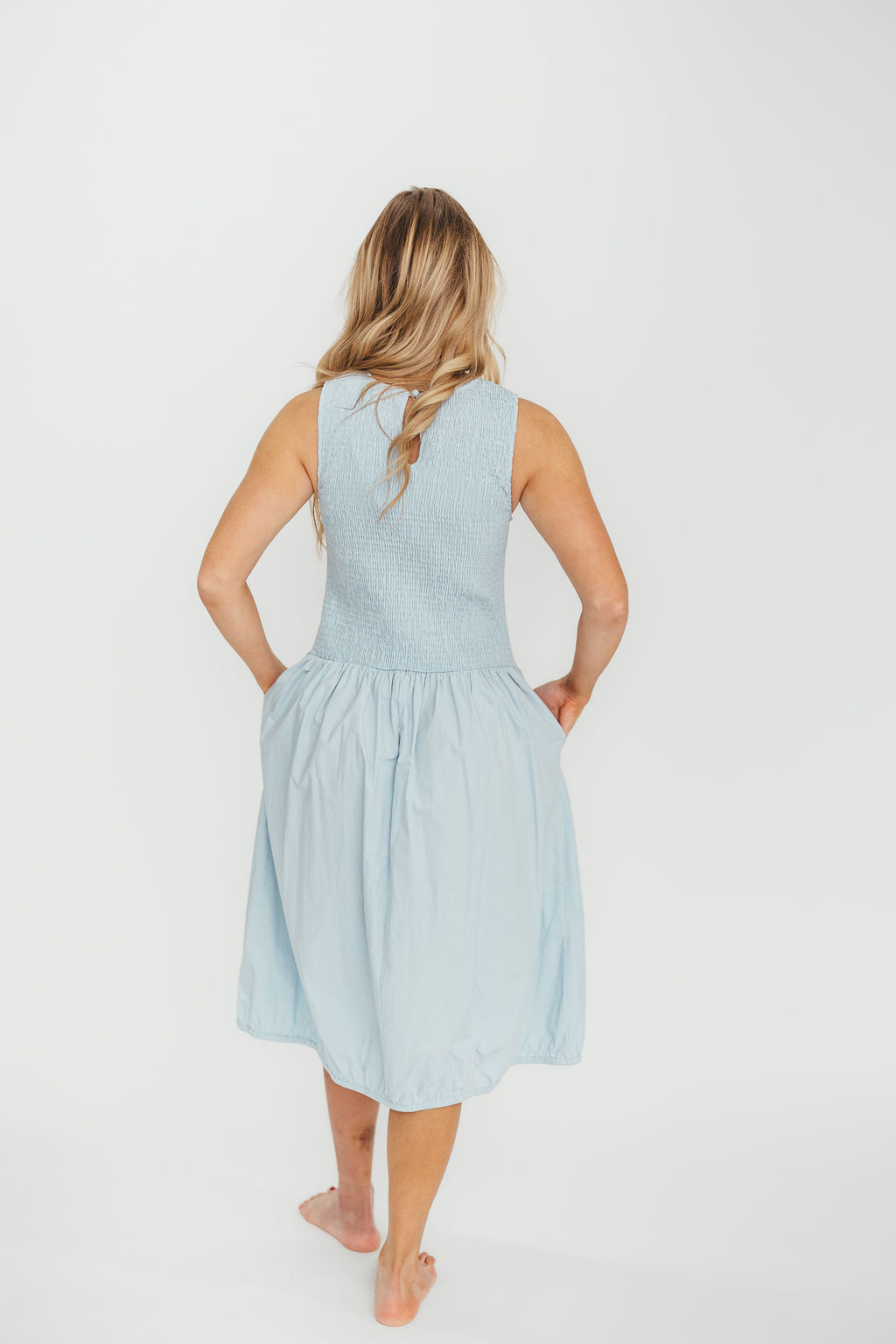 Isla 100% Cotton Casual Summer Dress for Women - Light Blue Flowy Maxi Dress with Pockets | Perfect for Beach, Vacation & Everyday Wear