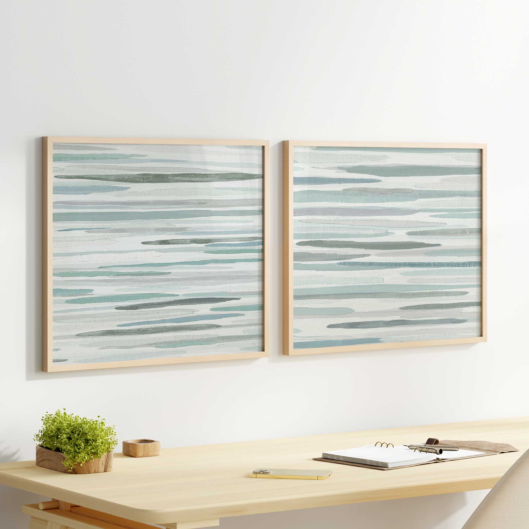 Cresting Calm Set of 2 Wall Art Prints on Archival Matte Paper - Coastal Beach Decor for Living Room, Bedroom & Office