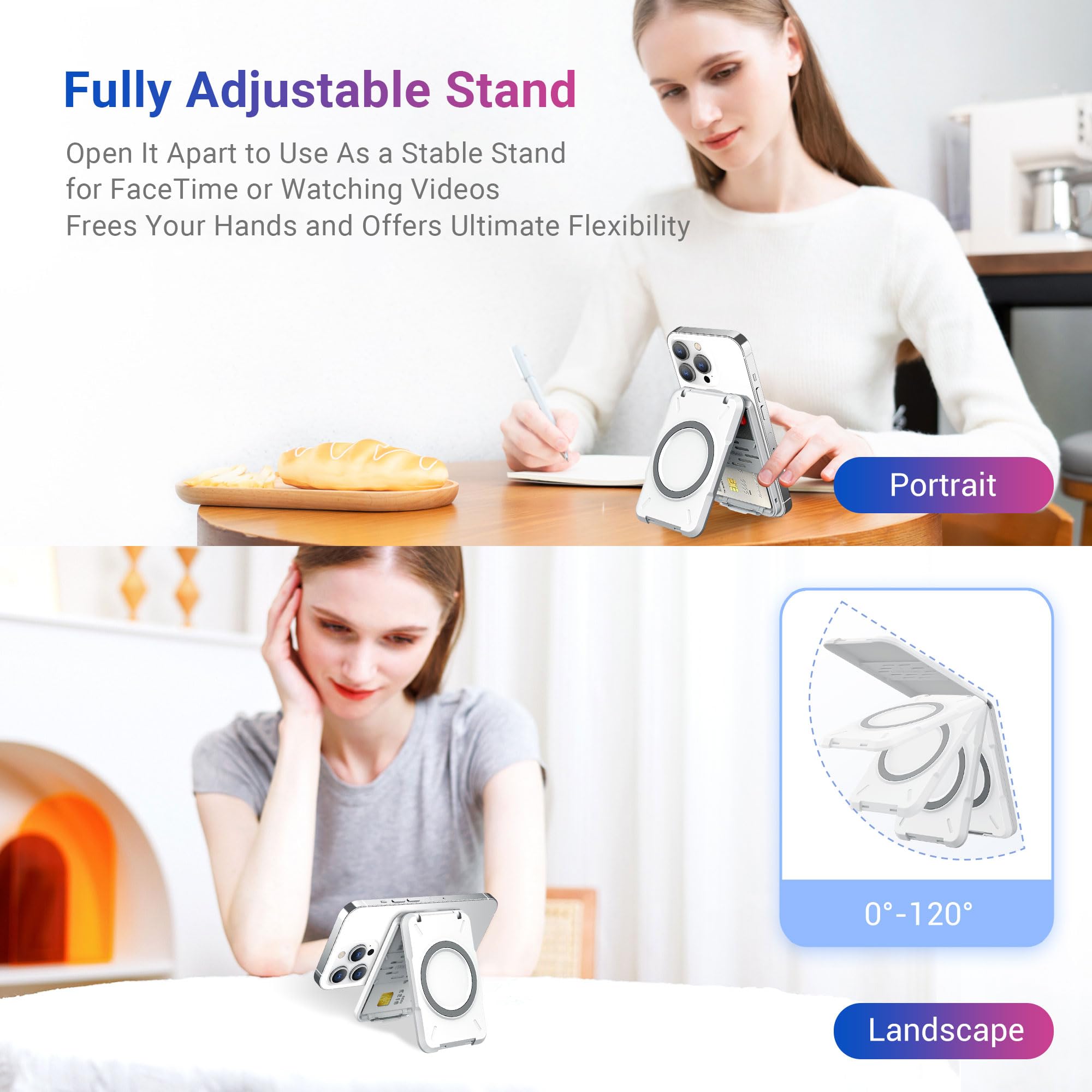 PROfezzion Magnetic Wallet Card Holder for MagSafe - RFID Blocking Hard Shell with 4 Credit Card Slots & Cash Pocket - Compatible with iPhone 16/15/14/13/12 Plus/Max (Excludes Mini Models) | Perfect for Travel, Shopping & Everyday Use