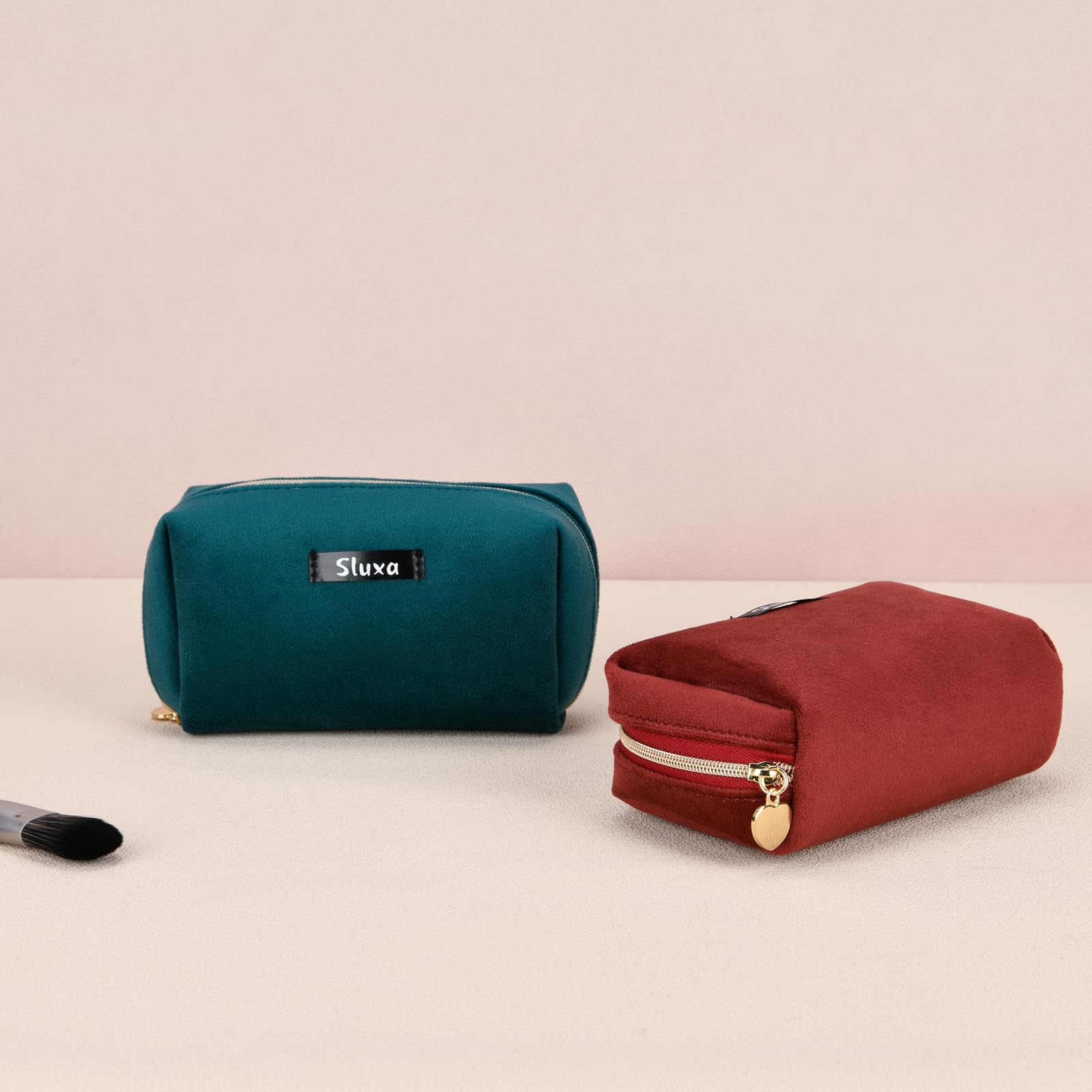 Small Makeup Bags for Women - Red Travel Cosmetic Organizer, Mini Purse Makeup Pouch | Perfect for Travel, Gym & Everyday Essentials Storage