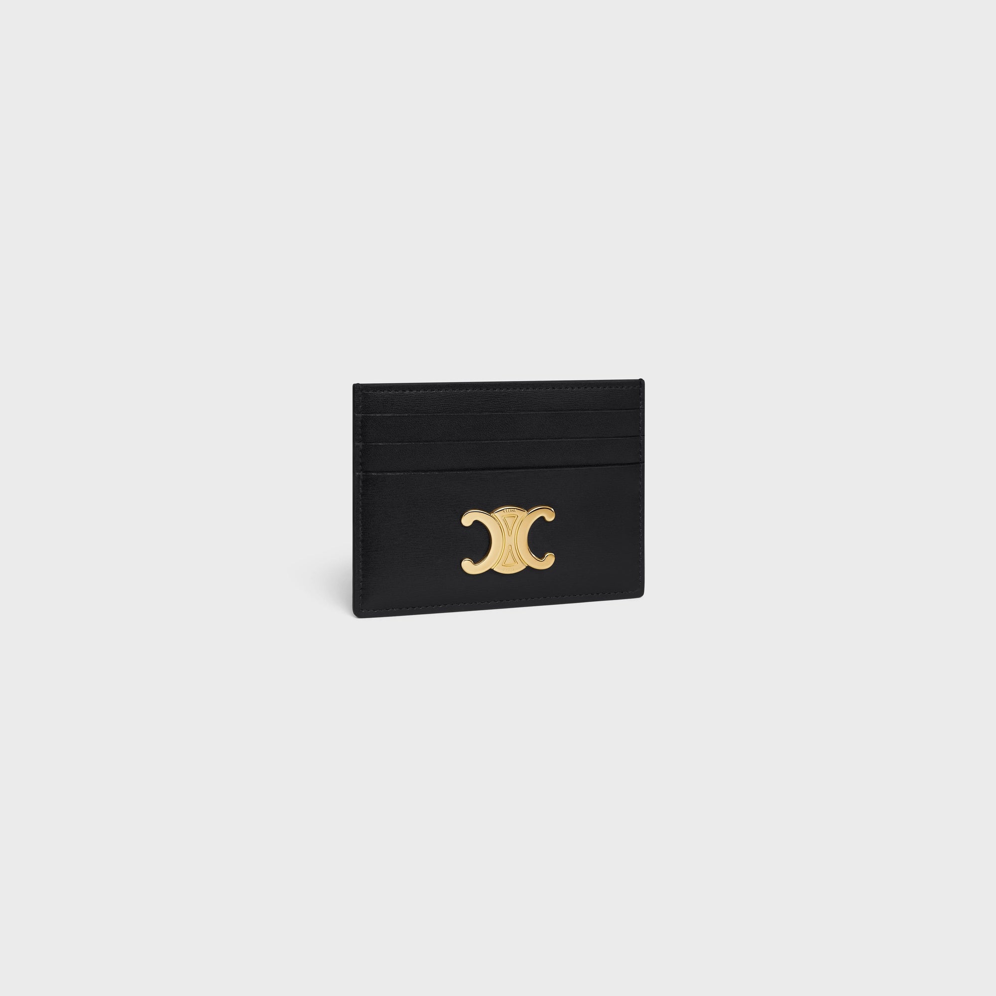 Celine Triomphe Card Holder in Shiny Calfskin - Gold | Luxury Slim Wallet for Credit Cards & Cash | Perfect for Everyday Use, Travel & Gifting
