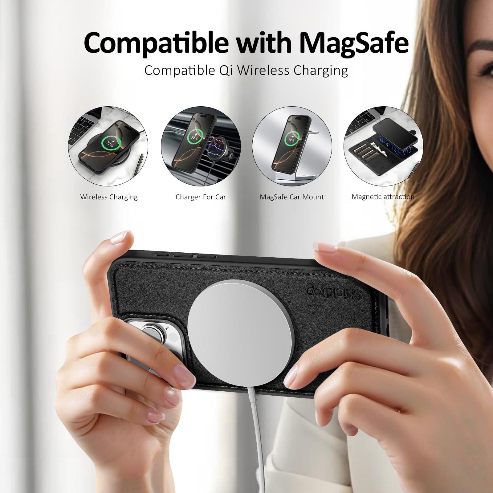Magnetic 2-in-1 Detachable iPhone 15 Pro Max Wallet Case with Card Holder & RFID Blocking - PU Leather Flip Cover with Kickstand for Apple iPhone 15 Pro Max (Black) - Perfect for Everyday Use, Travel & Business Meetings