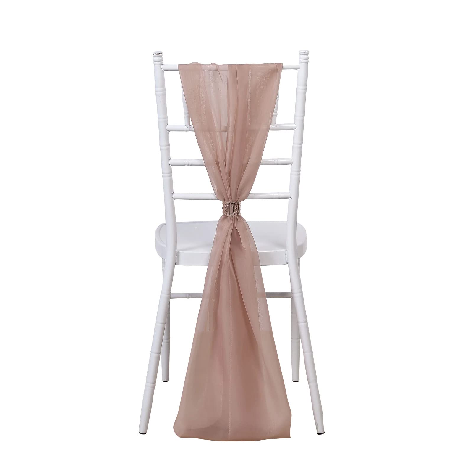 50 Dusty Rose Extra Wide Premium Chiffon Chair Sashes - Elegant Wedding Decorations for Ceremony & Reception (Chair Bows, Table Decor, Party Supplies)