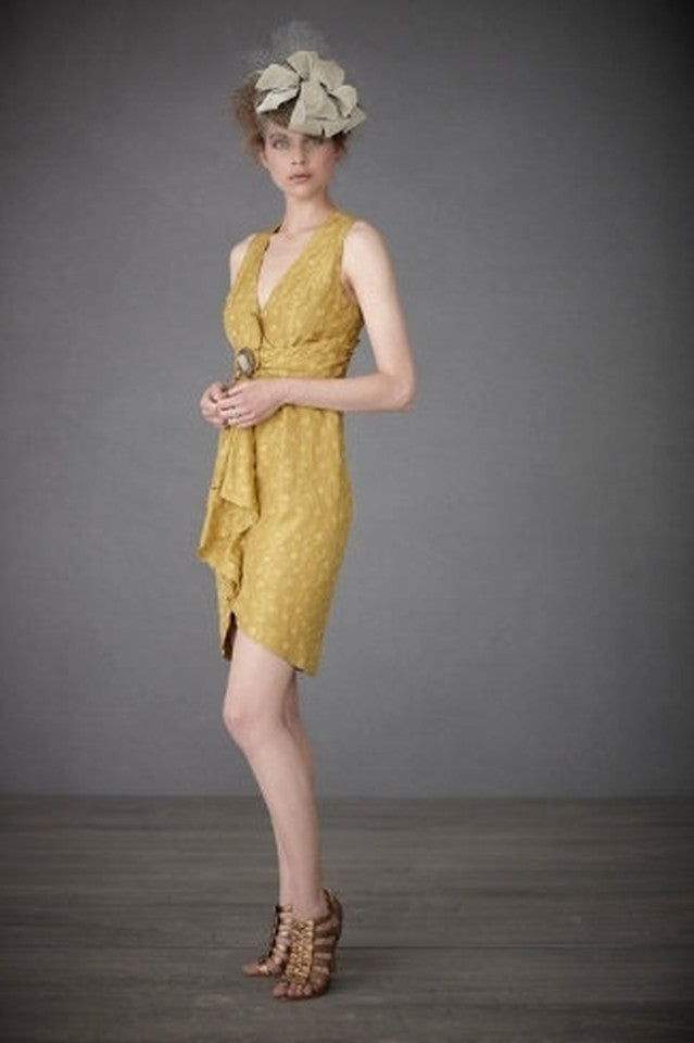 BHLDN Tethered Dots Dress in Lemongrass - Floral Print Midi Dress for Wedding Guest, Bridal Shower & Summer Occasions