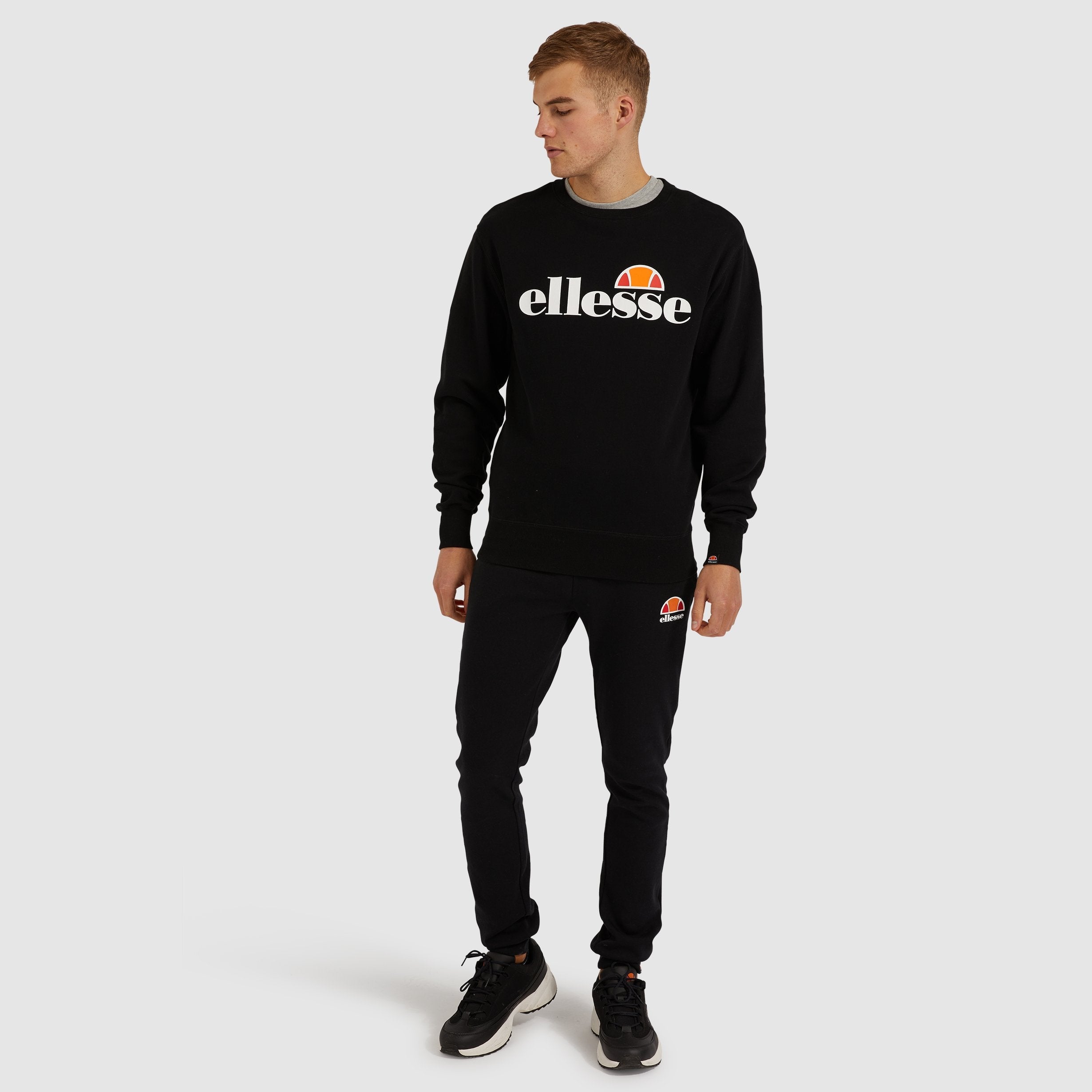 Ellesse Men's Succiso Black Sweatshirt - Comfortable Casual Pullover for Gym, Running & Streetwear Fashion