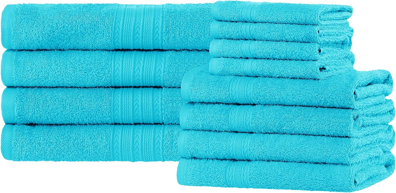 Premium 12-Piece Organic Cotton Towel Set | Soft, Eco-Friendly & Absorbent Bath Towels for Spa, Gym & Home Use
