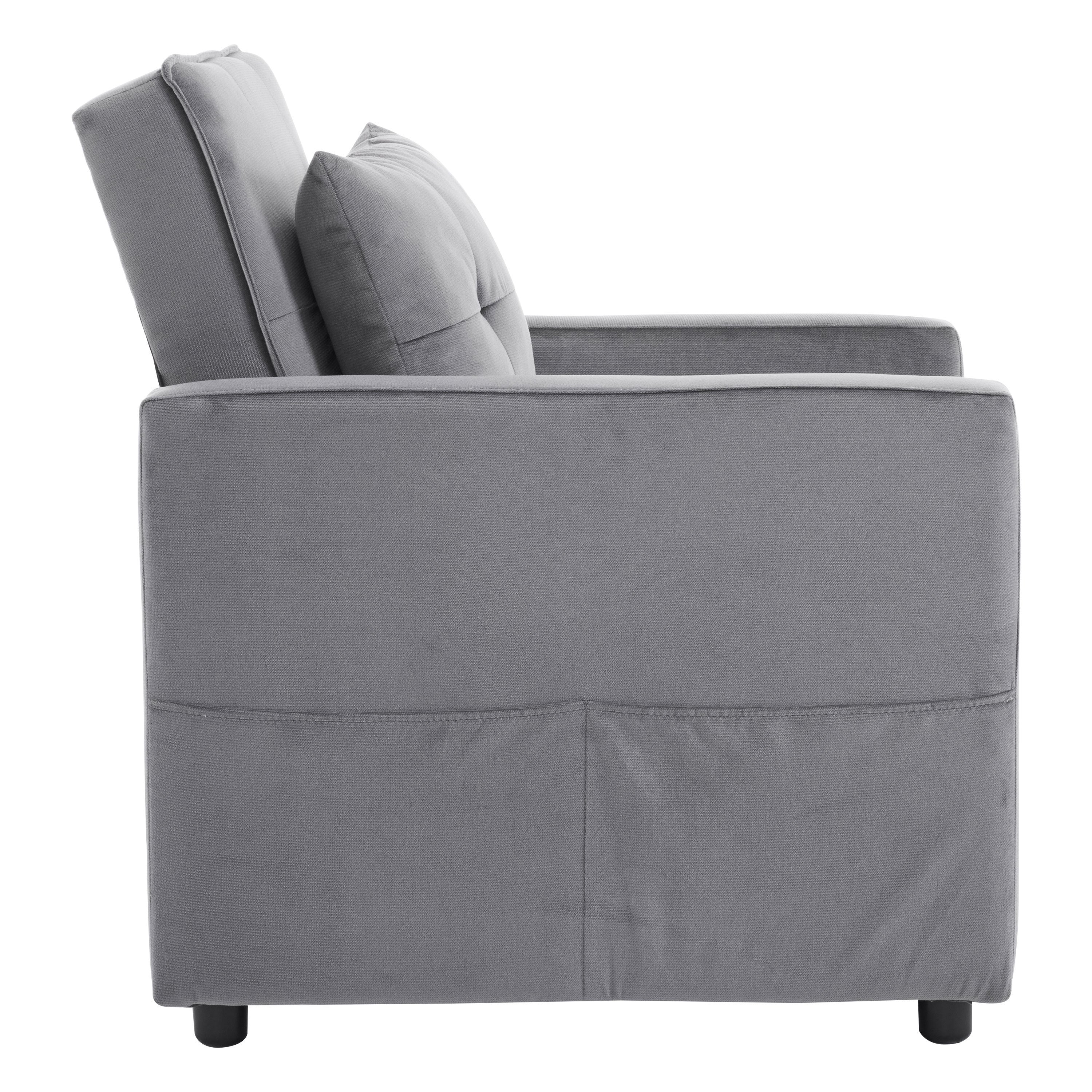 3-in-1 Convertible Sleeper Sofa Bed Chair with Pillow & Pocket - Modern Velvet Fabric Multi-Functional Furniture for Living Room, Bedroom, Study & Small Apartments (Gray) | Perfect for Guest Sleeping, Lounging & Space Saving Solutions