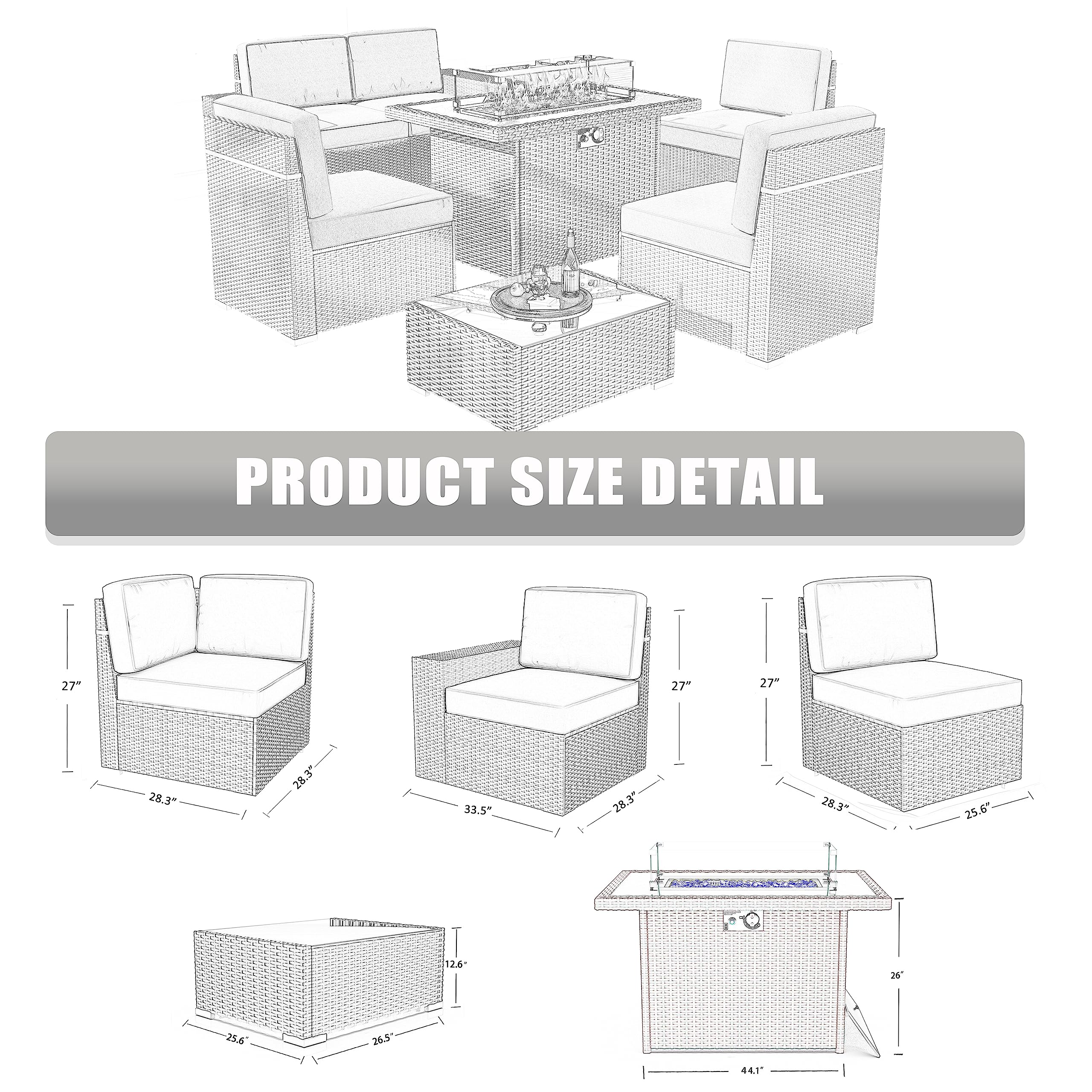LayinSun 7-Piece Outdoor Patio Furniture Set with 44