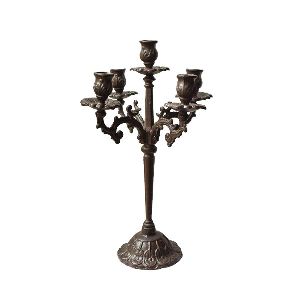 5-Arm Vintage Metal Candle Holder - European Style Candelabra for Home Decor, Wedding Centerpiece & Birthday Gift | Perfect for Dining Table, Fireplace Mantel & Party Decorations