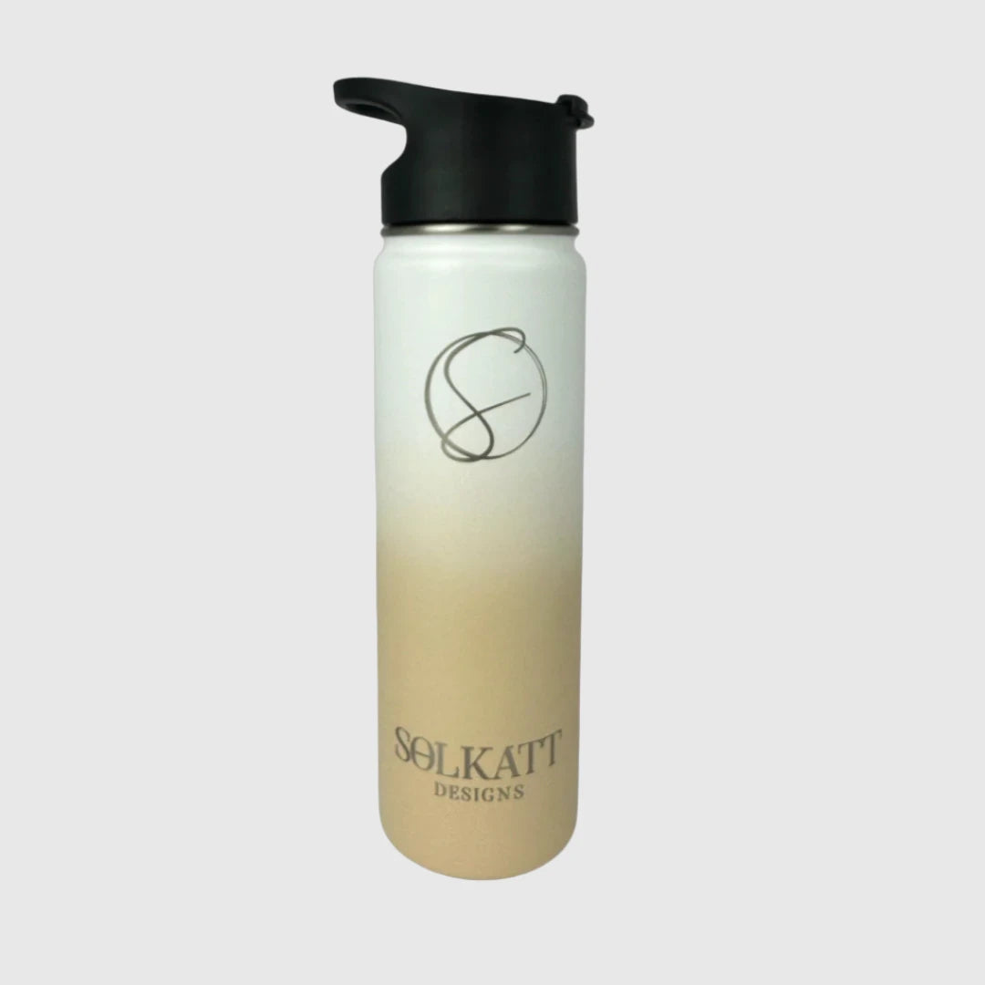 Pastel Beige Insulated Stainless Steel Water Bottle 650ml (22oz) - Keeps Drinks Hot/Cold for 24 Hours - Perfect for School, Gym, Hiking & Outdoor Activities