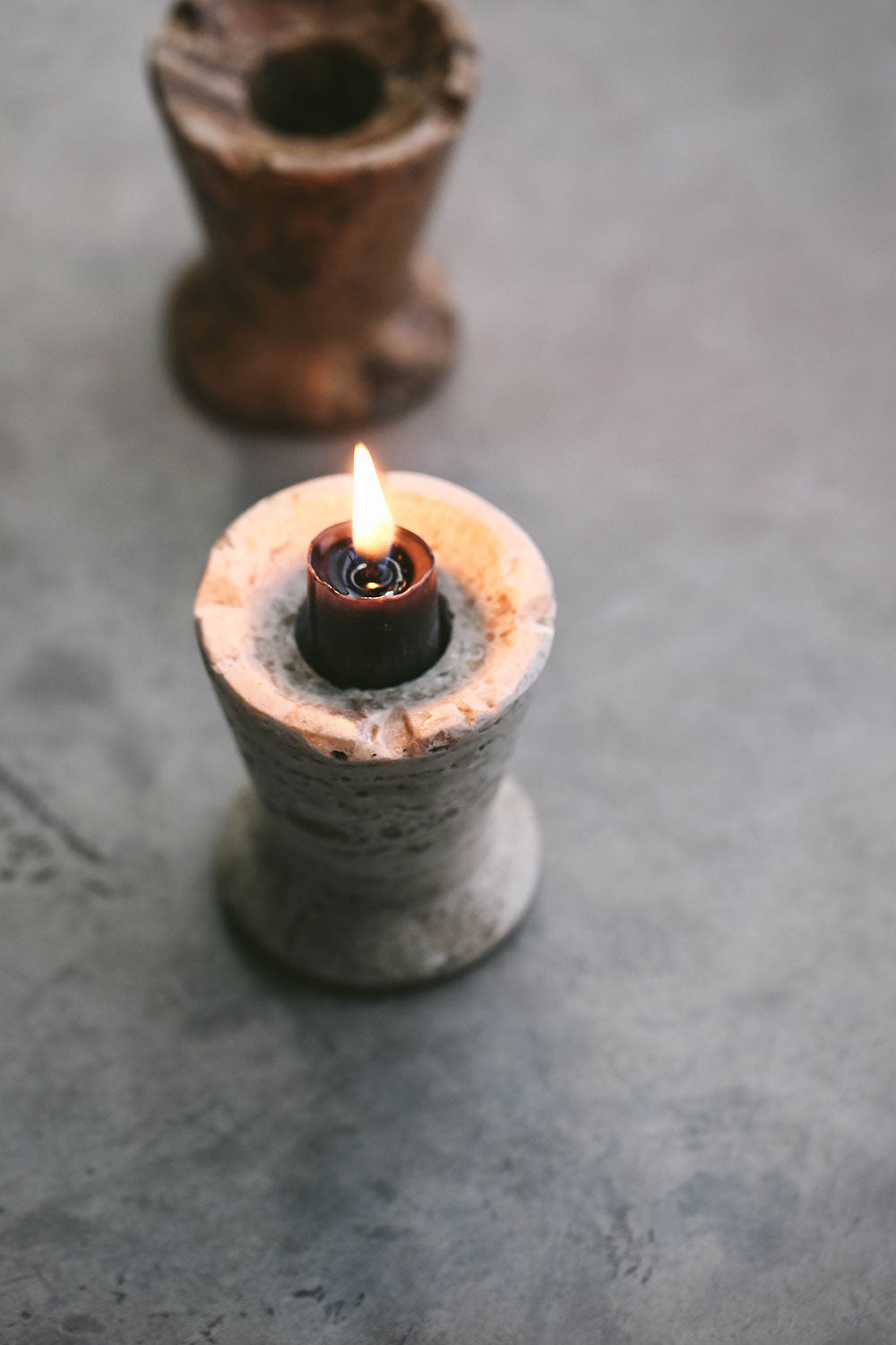 Natural Travertine Stone Candle Holder - Handcrafted Home Decor for Dining Table, Wedding Centerpiece & Spa Relaxation
