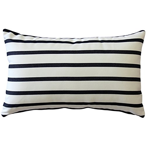 Sunbrella Outdoor Pillows Set of 2 - 12x19 Inch Waterproof Decorative Throw Pillows with Inserts, Lido Indigo Blue - Perfect for Patio Furniture, Poolside Lounging & Garden Decor