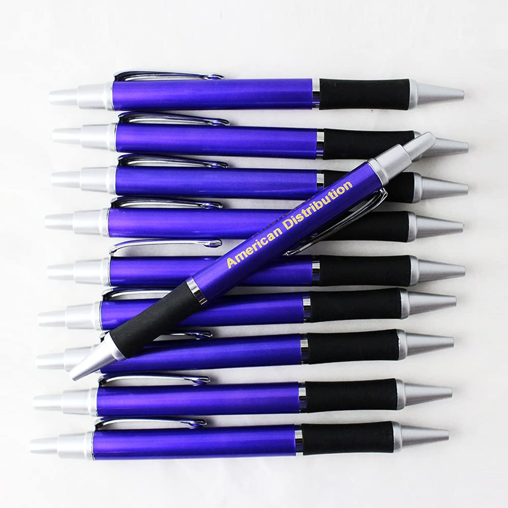 EZPENCILS & GIFTS - 100 Pack Bullet Ballpoint Pens with Free Personalization - Elegant Silver Tip & Click Accents on Solid Purple Body & Black Grip - Perfect for Office, School, Corporate Gifts & Promotional Events
