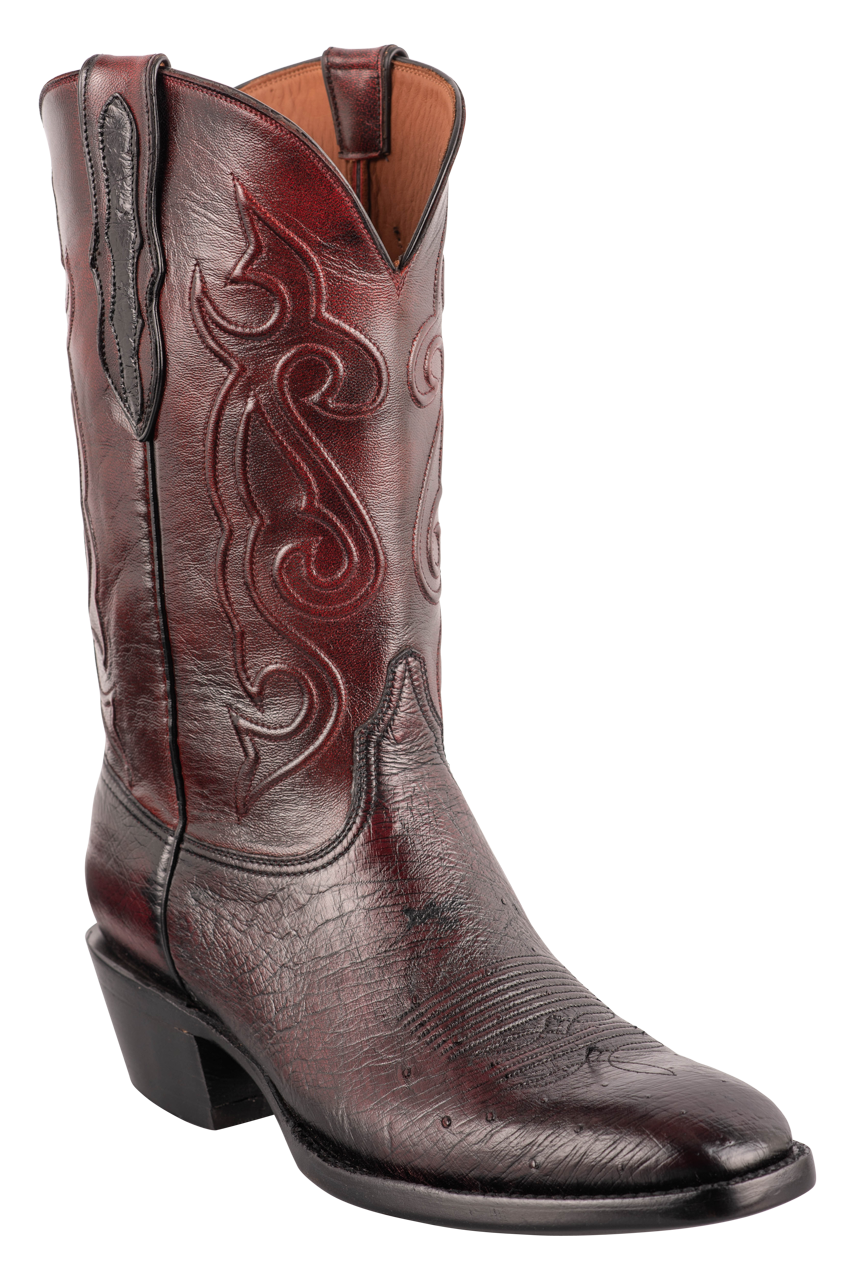 Exclusive Black Jack Smooth Ostrich Leather Cowboy Boots in Black Cherry - Western Fashion for Men & Women | Perfect for Rodeo, Country Music Festivals & Western Style Outfits