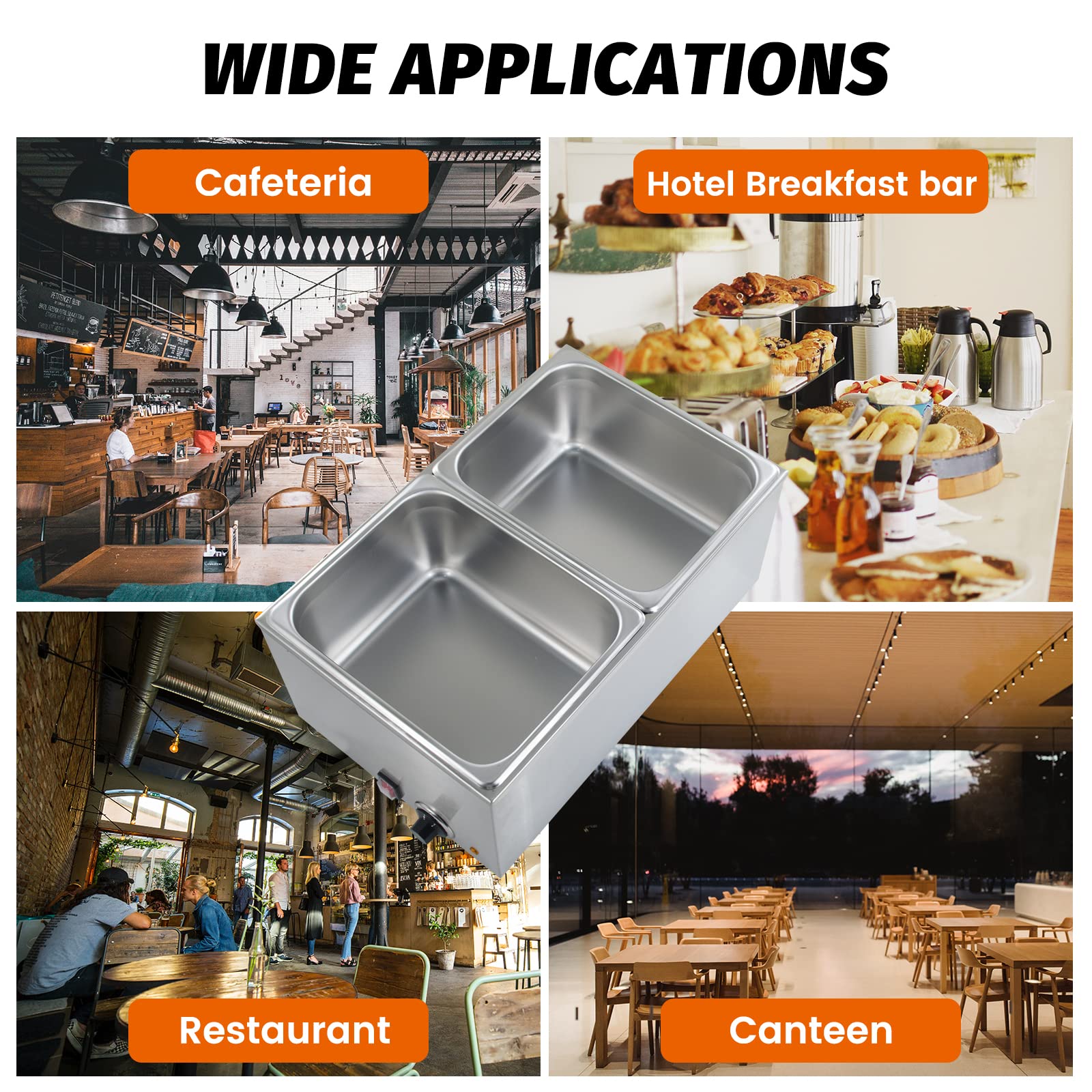 Commercial Food Warmer - 2-Pan Electric Steam Table with Temperature Control & Lids, 1200W Buffet Bain Marie for Restaurants, Catering & Events - Keeps Food & Sauces Hot (10.6 QT/Pan, 120V) - Perfect for Buffets, Banquets, and Food Service Stations