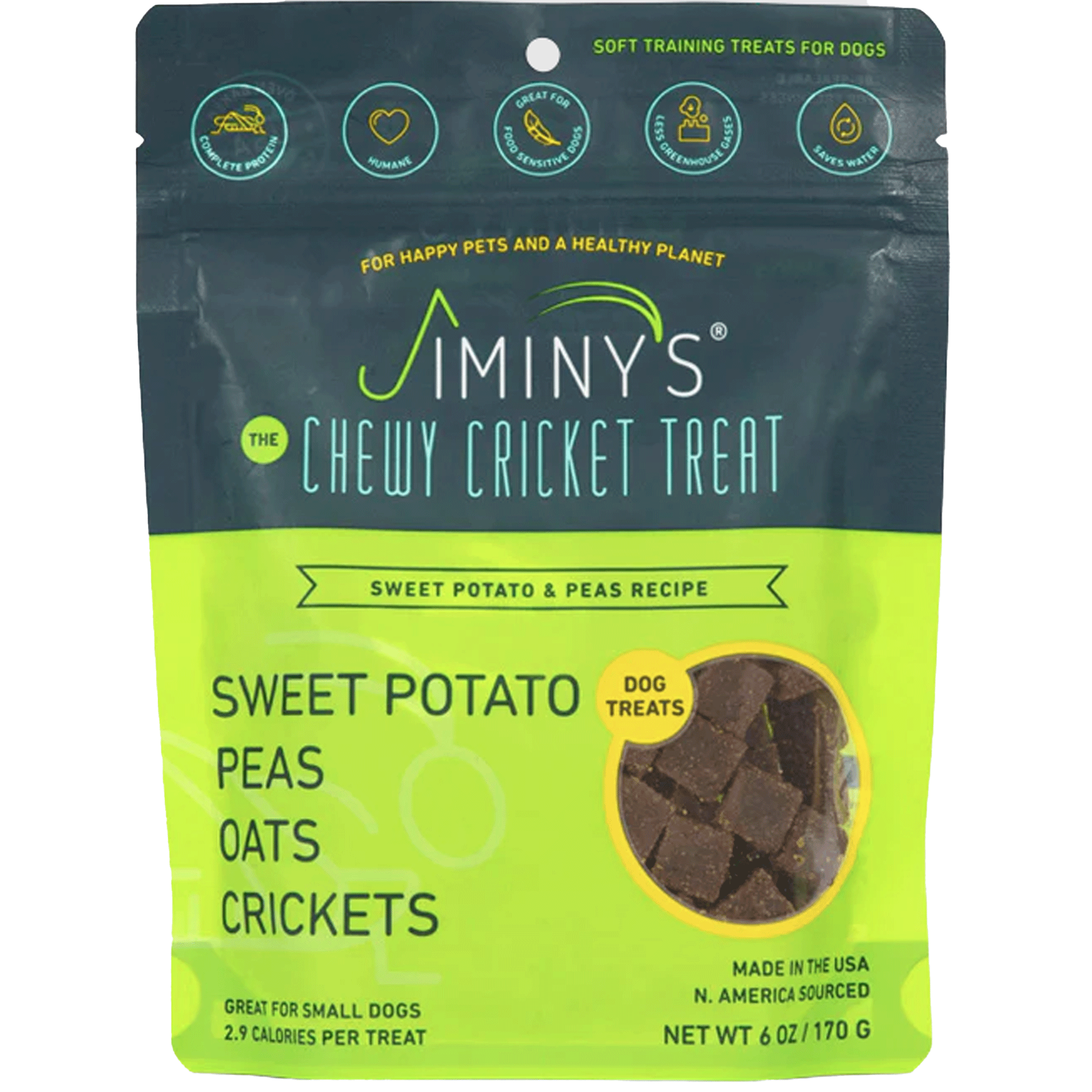 Jiminy's Chewy Cricket Dog Treats with Sweet Potato - High Protein, All-Natural, Grain-Free Dog Snacks for Training, Rewards & Digestive Health