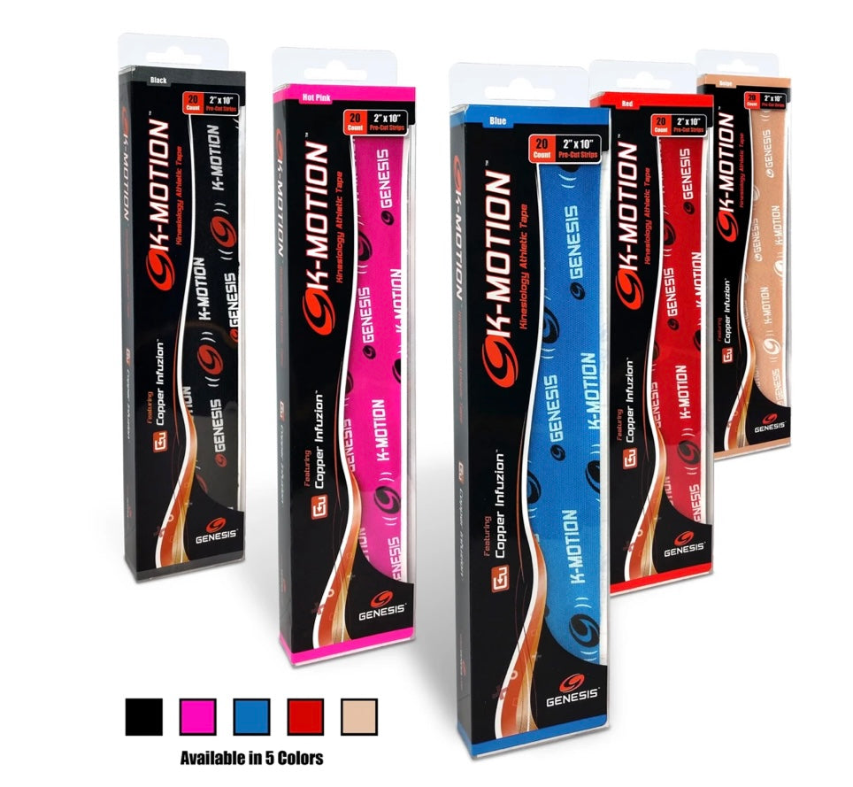 Genesis K Motion Pre-Cut Kinesiology Tape - Athletic Support for Joint Pain Relief, Muscle Recovery & Injury Prevention - Ideal for Sports, Fitness & Physical Therapy