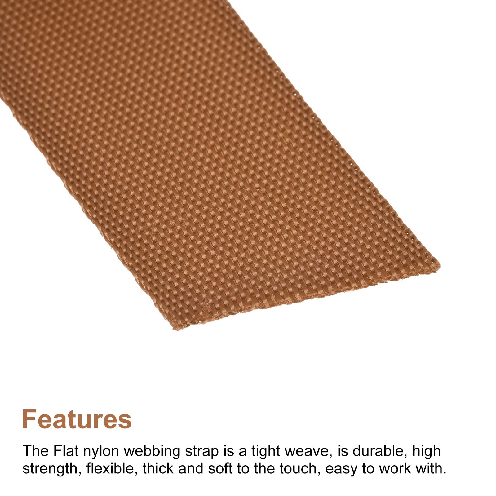 1 Inch x 15 Yards Dark Brown Nylon Webbing Strap for Backpacks, Luggage, Cargo Straps - Heavy Duty Flat Nylon Belt for DIY Projects, Outdoor Gear Repair & Pet Collars
