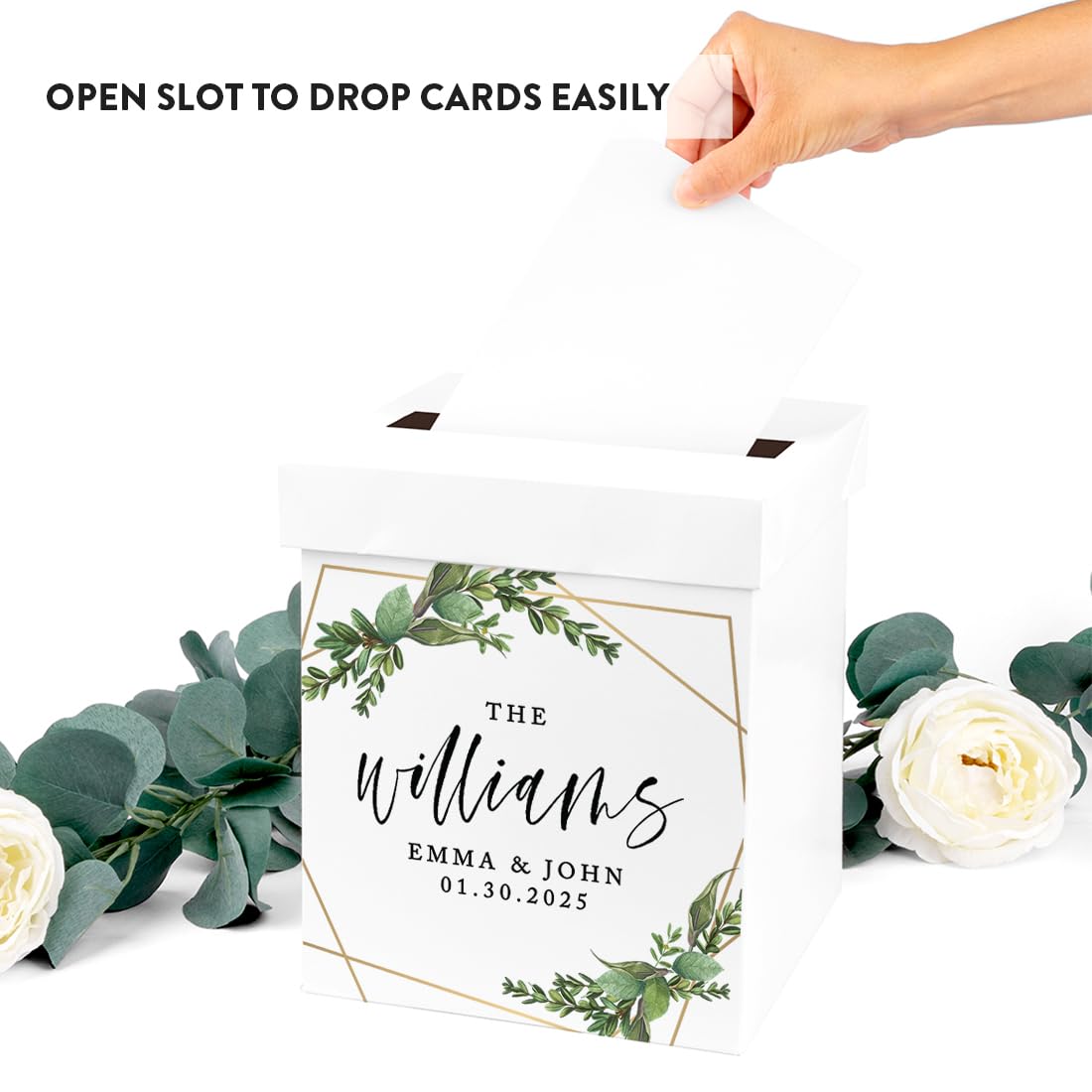 Custom Wedding Card Box 10x10x10in - Personalized Gift Box for Wedding Cards & Gifts