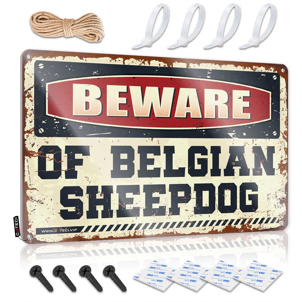 Funny Beware of Belgian Sheepdog Sign - 20x30cm Metal Wall Decor for Men's Home, Man Cave, Office & Dog Lover Gifts
