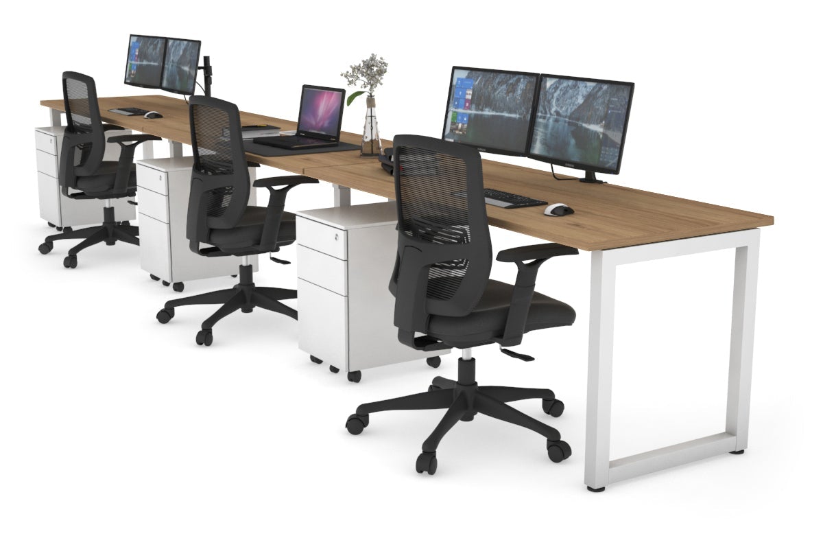 Quadro Loop Legs 3-Person Office Workstation - 1600L x 700W Dimensions - Perfect for Collaborative Workspaces & Open Office Layouts
