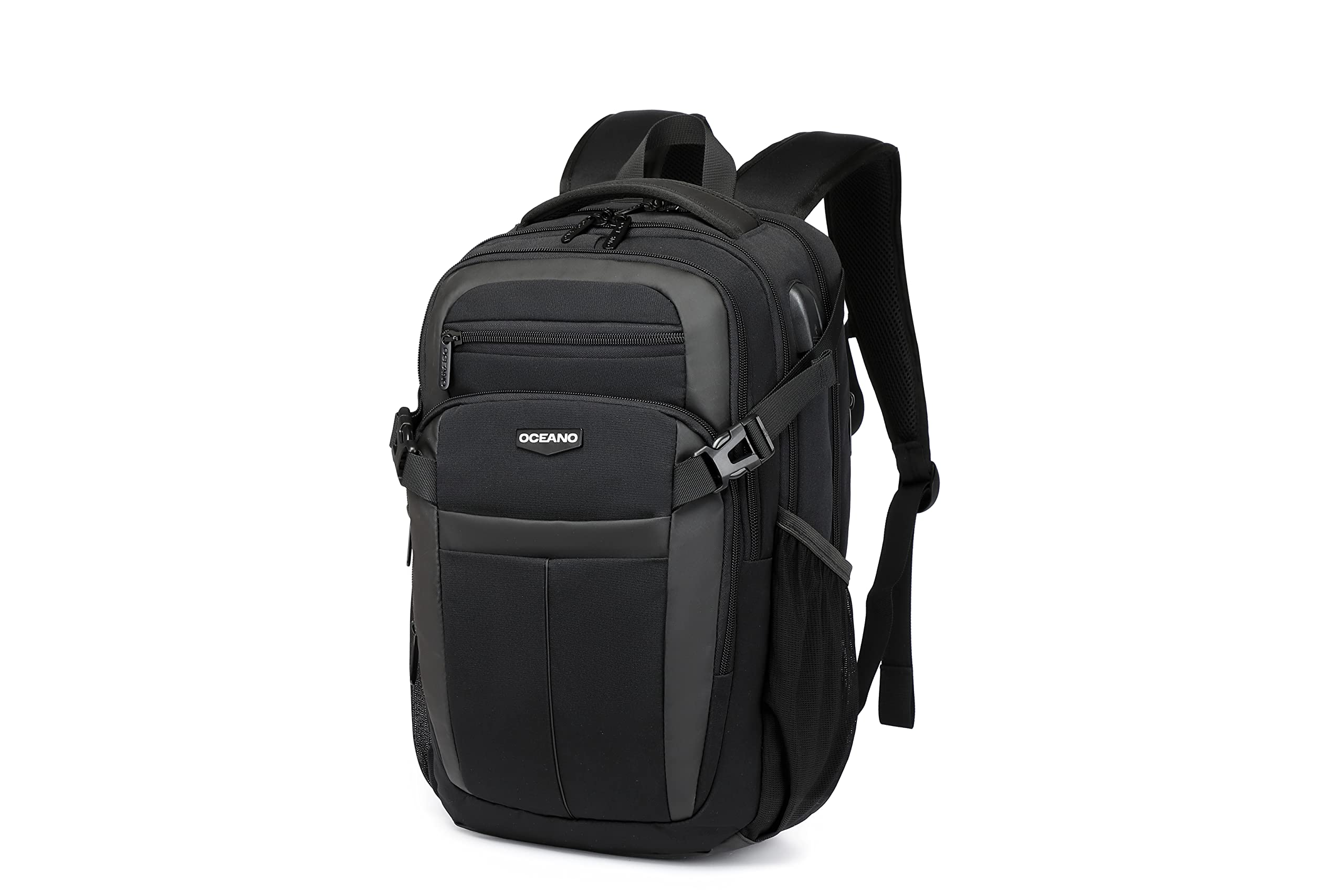 USB Charging Laptop Backpack for Men & Women - Large Water Resistant Travel Backpack Fits 15.6 Inch Laptops - Perfect for College, School & Business Travel (Black Gray)