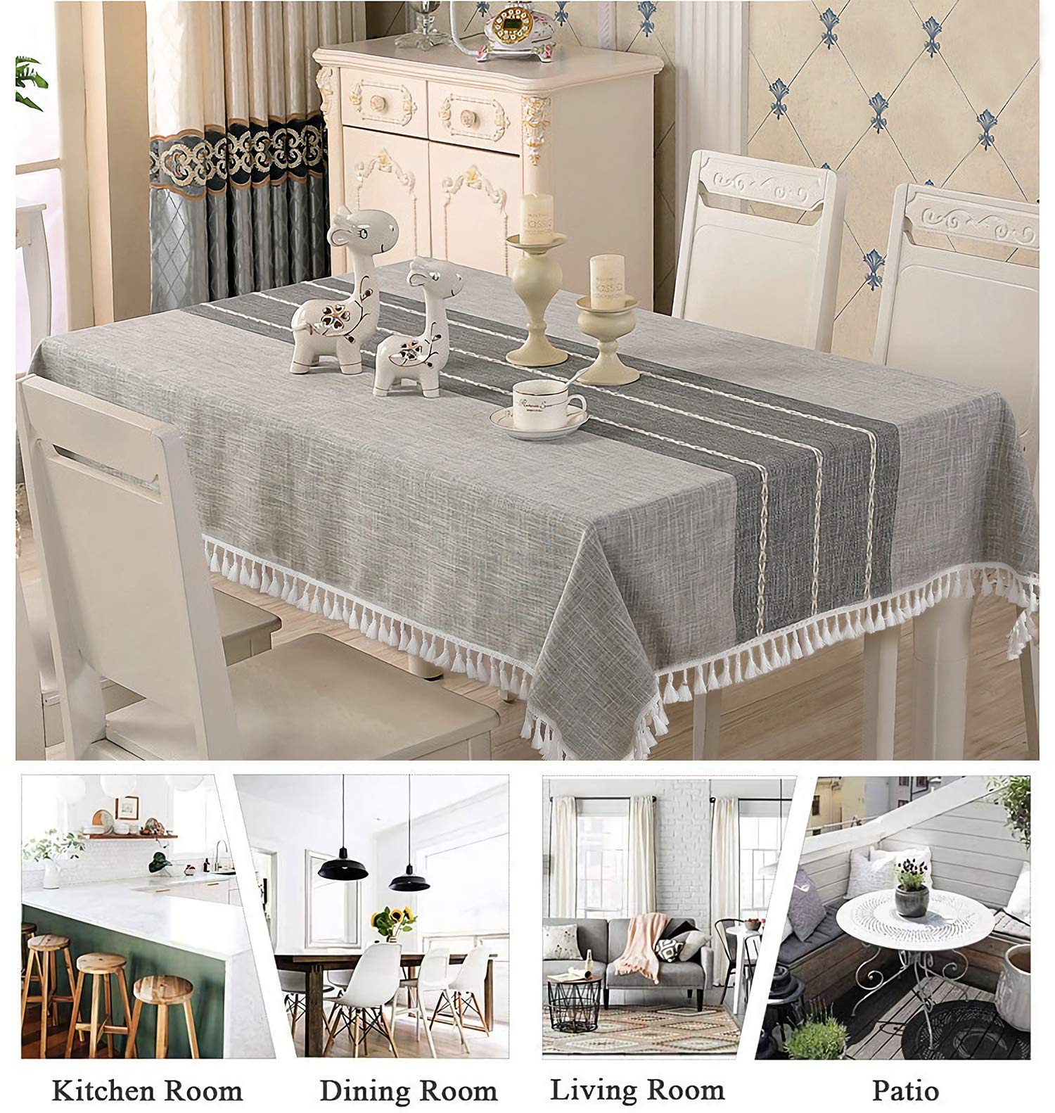 VECELO Spill-Proof Washable Polyester Tablecloth - 55