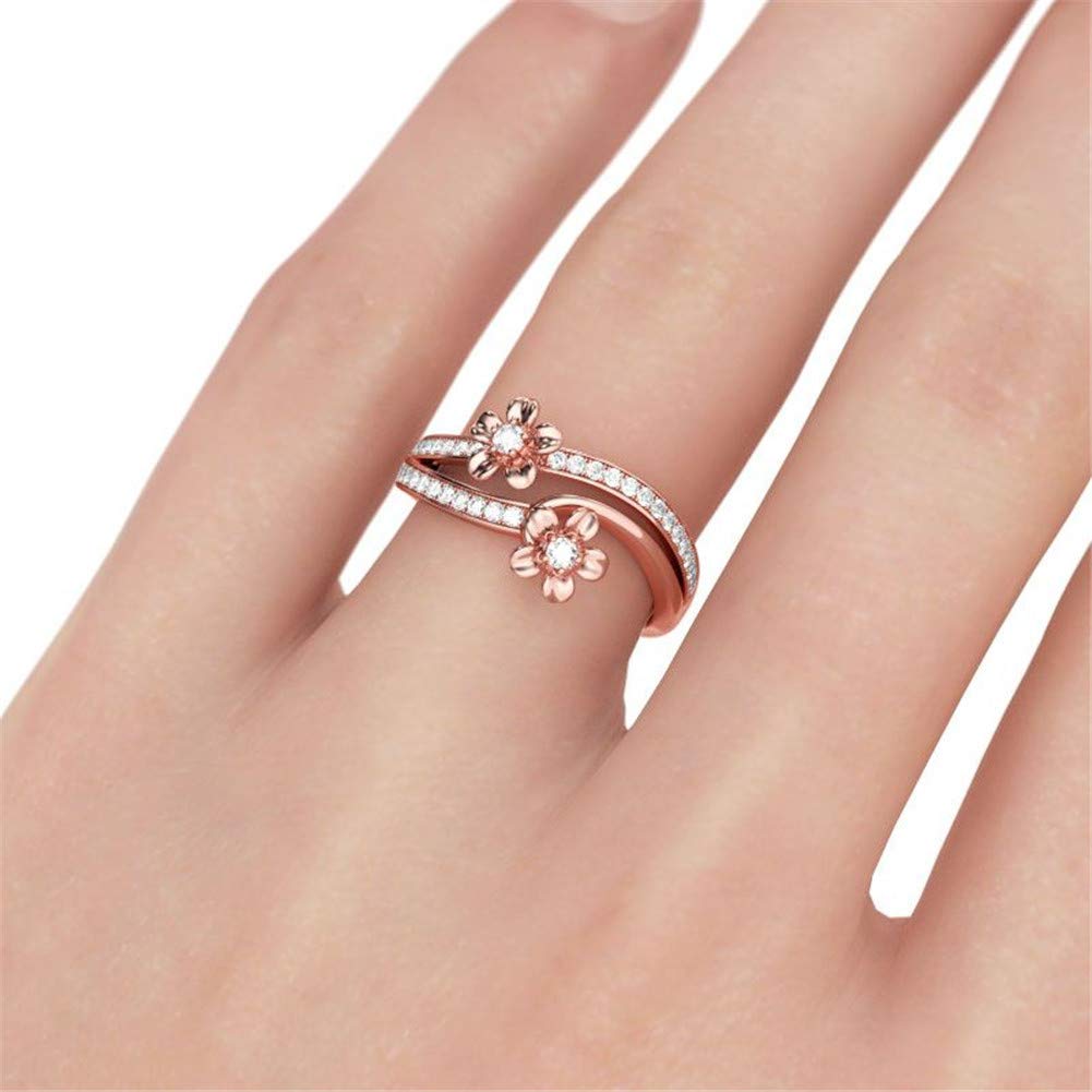 Jeulia Sterling Silver Rose Gold Oval Wedding Rings for Women - Double Row Diamond Bridal Band, Anniversary Gift for Her - Perfect for Engagement, Proposal, and Special Occasions