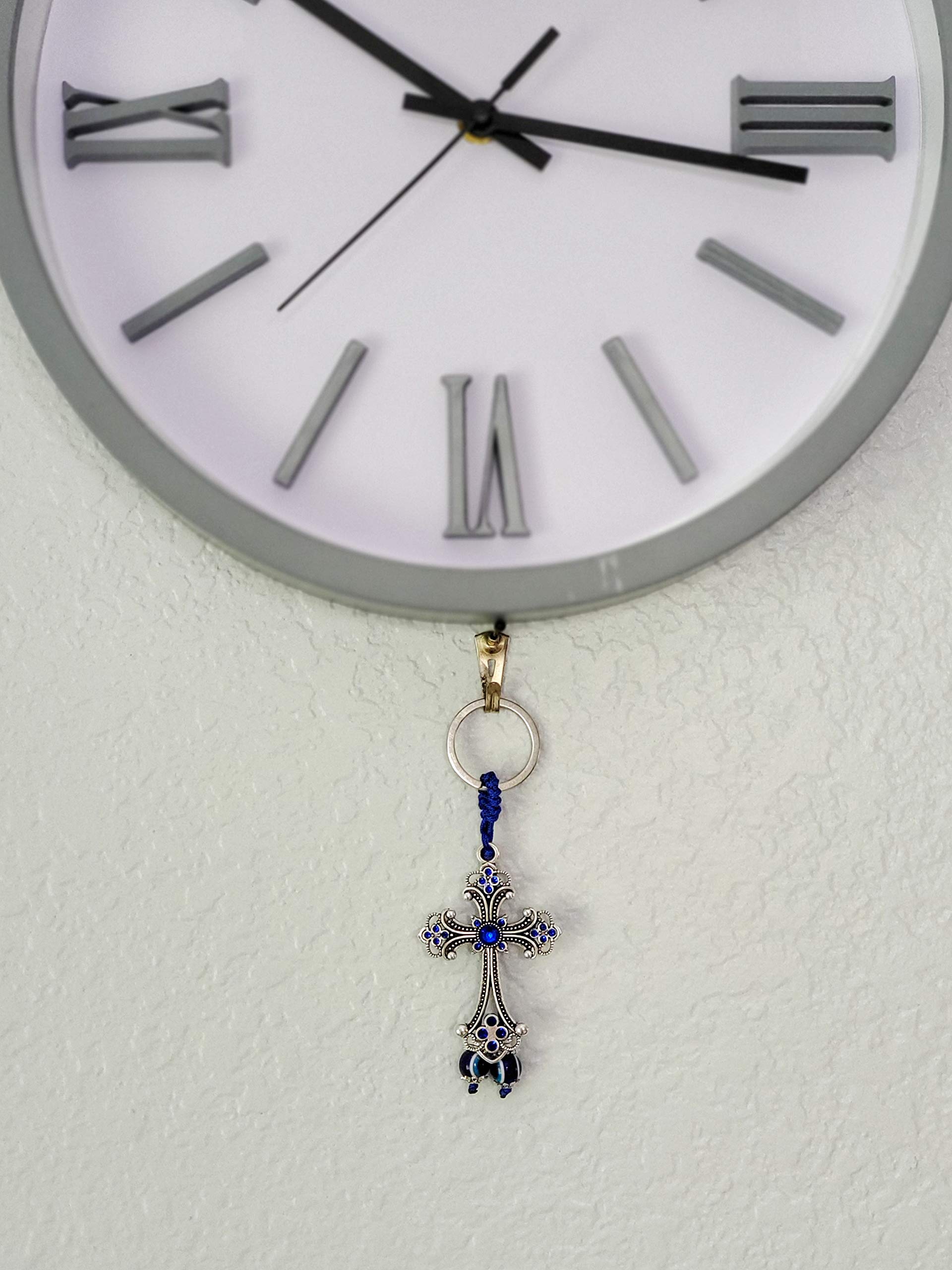 LUCKBOOSTIUM Cross Keychain with Evil Eye Tassel - Stylish Good Luck Charm for Keys, Bags & Car Mirrors | Trendy Home, Office & Car Accessory | Thoughtful Gift for Protection & Blessings | Perfect for Everyday Carry, Travel & Spiritual Protection