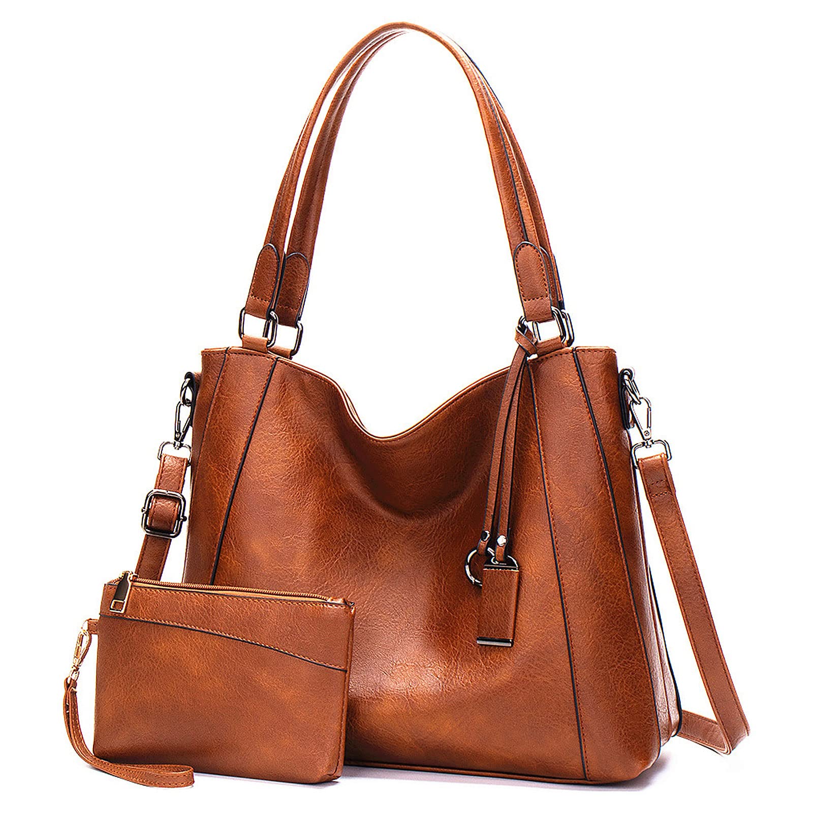 Stylish Large Leather Tote Bag for Women - Crossbody Hobo Shoulder Bag with Matching Purse Set | Perfect for Work, Travel & Everyday Use
