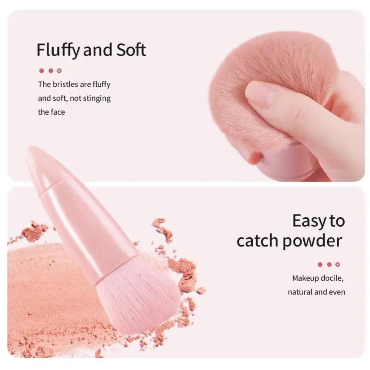 Cavernshop Professional 5-in-1 Mini Makeup Brush Set with Mirror - Face, Eyeshadow, Powder & Blush Cosmetic Kit | Travel-Friendly Makeup Brushes for Women & Girls | Perfect for On-the-Go Touchups & Professional Makeup Application