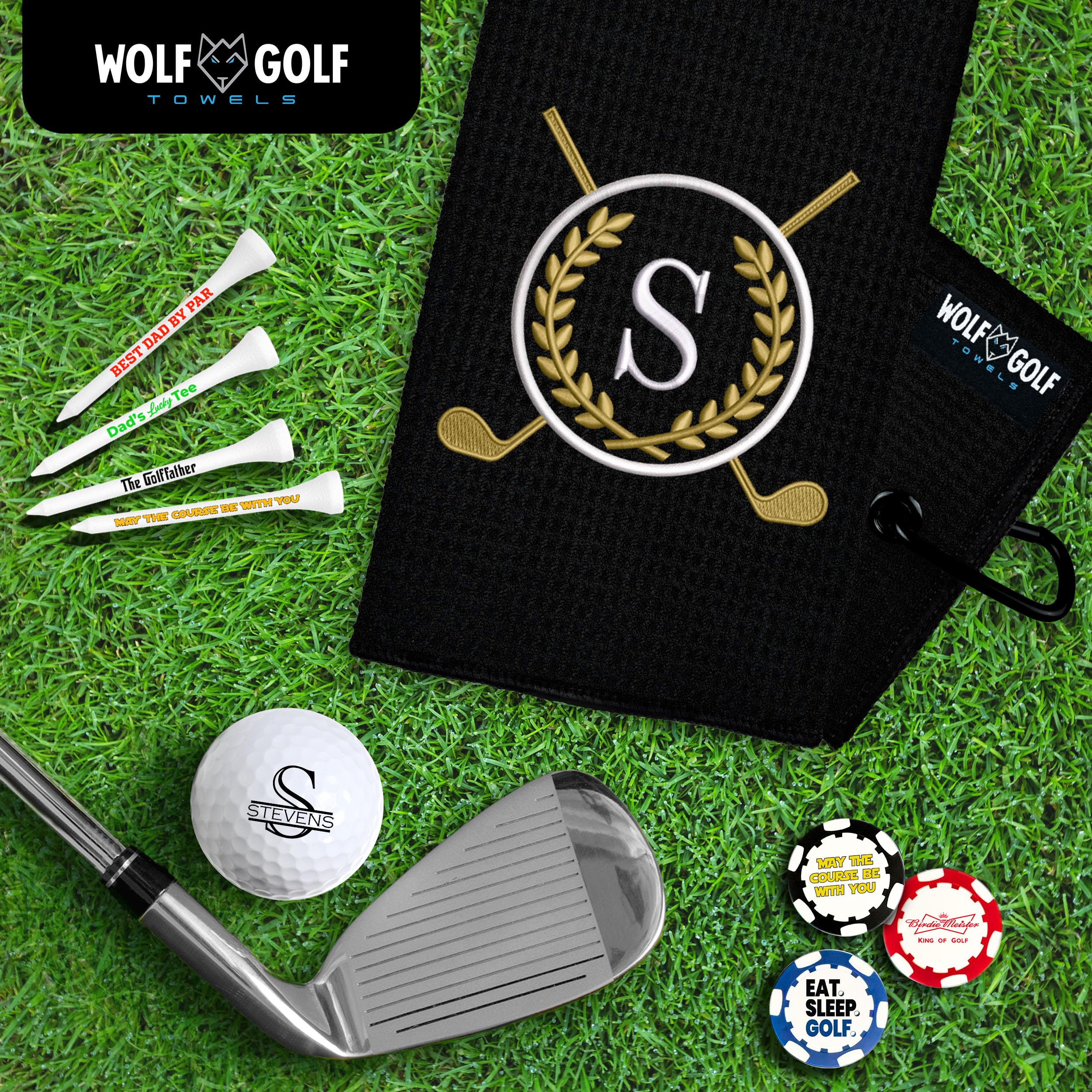 Personalized Monogram Golf Towels - Custom Embroidered Golf Accessories for Men & Women | Perfect Golf Gift for Players, Caddies & Golf Enthusiasts | Great for Golf Bags, Club Cleaning & On-Course Use
